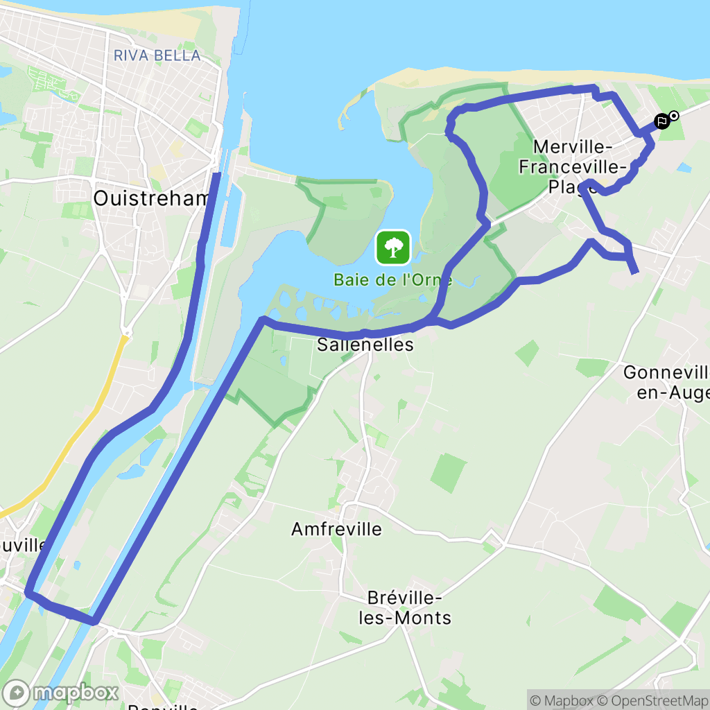 Merville-Franceville-Plage : carte du parcours de randonnée - France