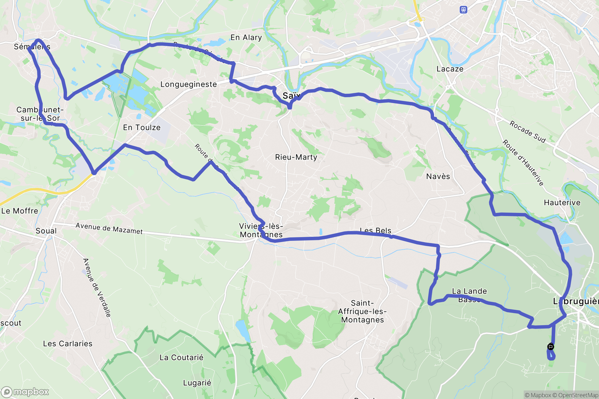 Labruguière : carte du parcours de randonnée - France