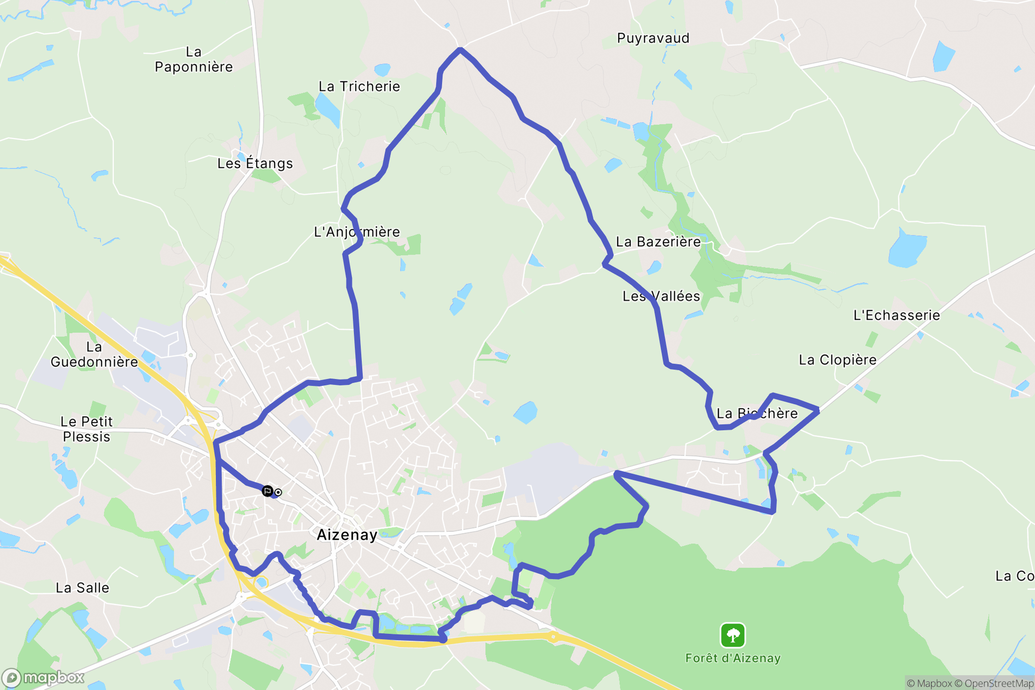 Aizenay : carte du parcours de randonnée - France