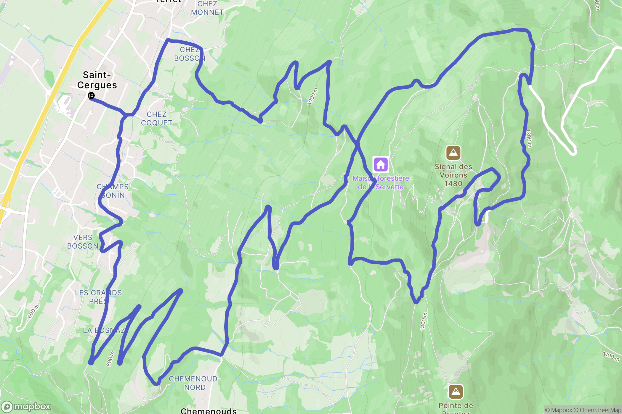 Saint-Cergues : carte du parcours de randonnée - France
