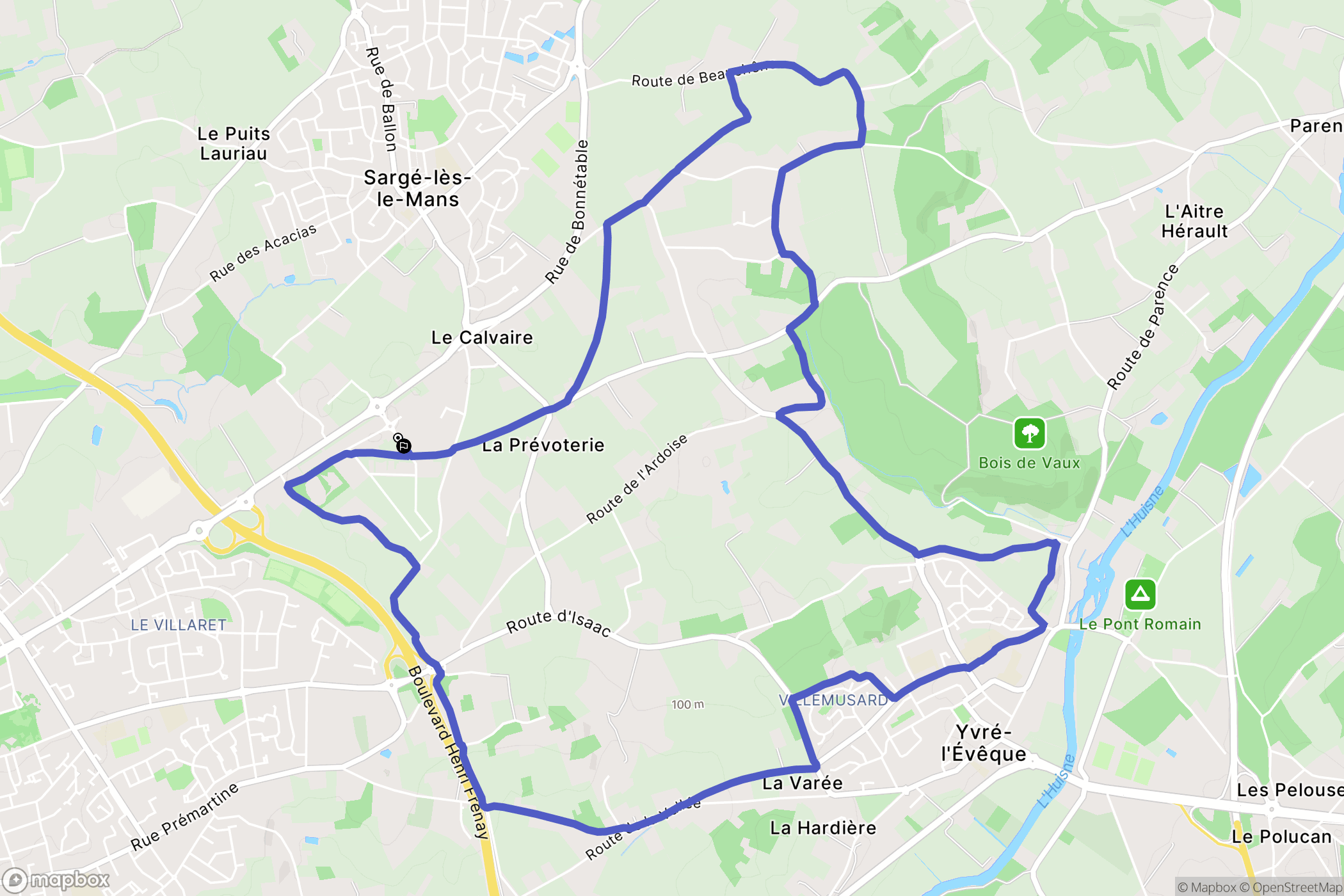 Sargé-lès-le-Mans : carte du parcours de randonnée - France