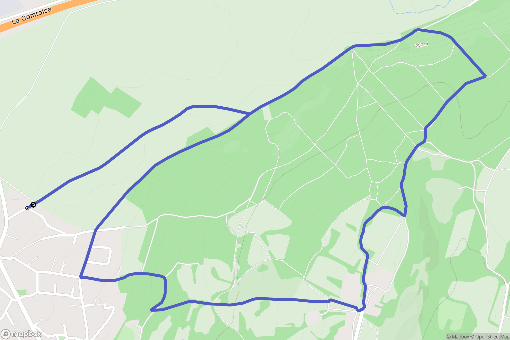 Sampans : carte du parcours de randonnée - France