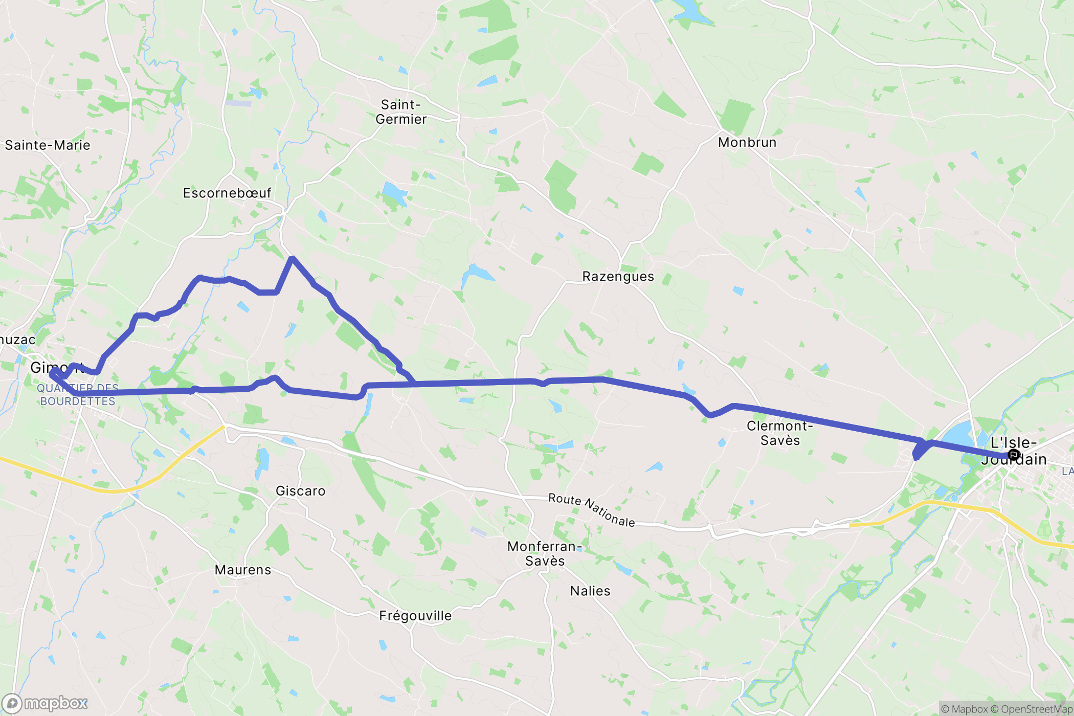 L'Isle-Jourdain : carte du parcours de randonnée - France