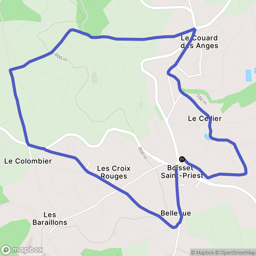 Boisset-Saint-Priest : carte du parcours de randonnée - France