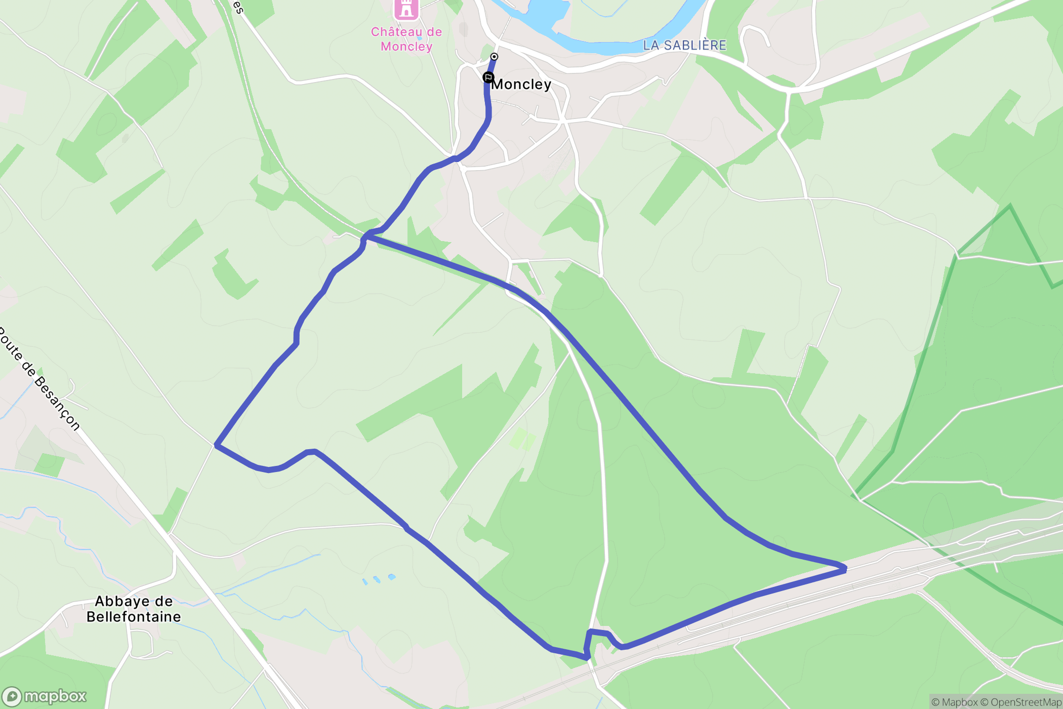 Moncley : carte du parcours de randonnée - France