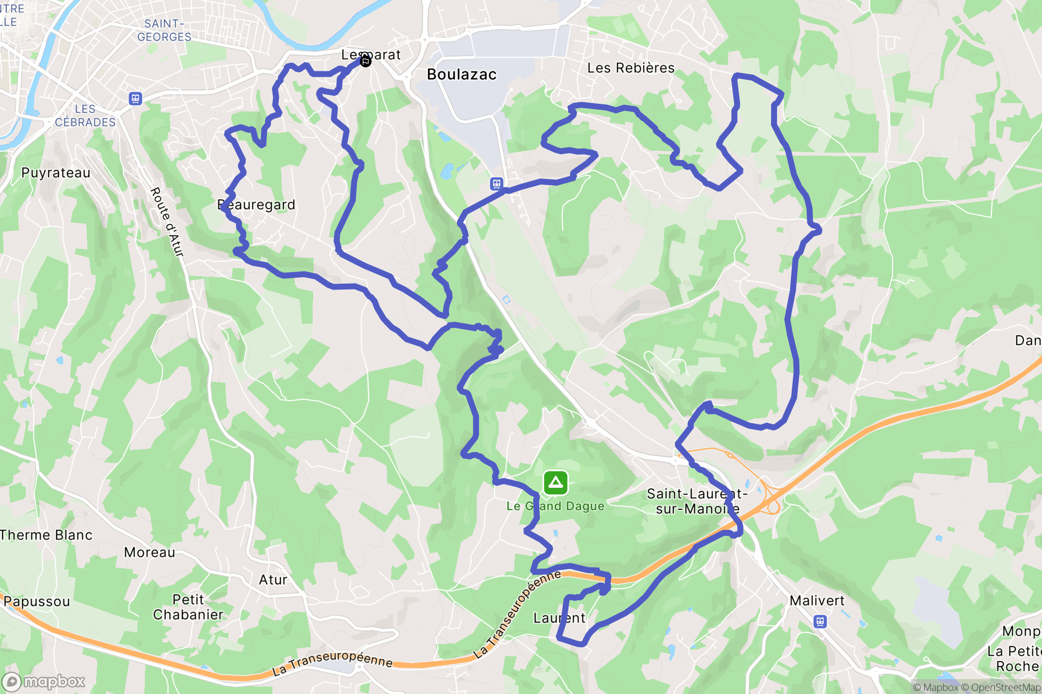 Boulazac Isle Manoire : carte du parcours de randonnée - France