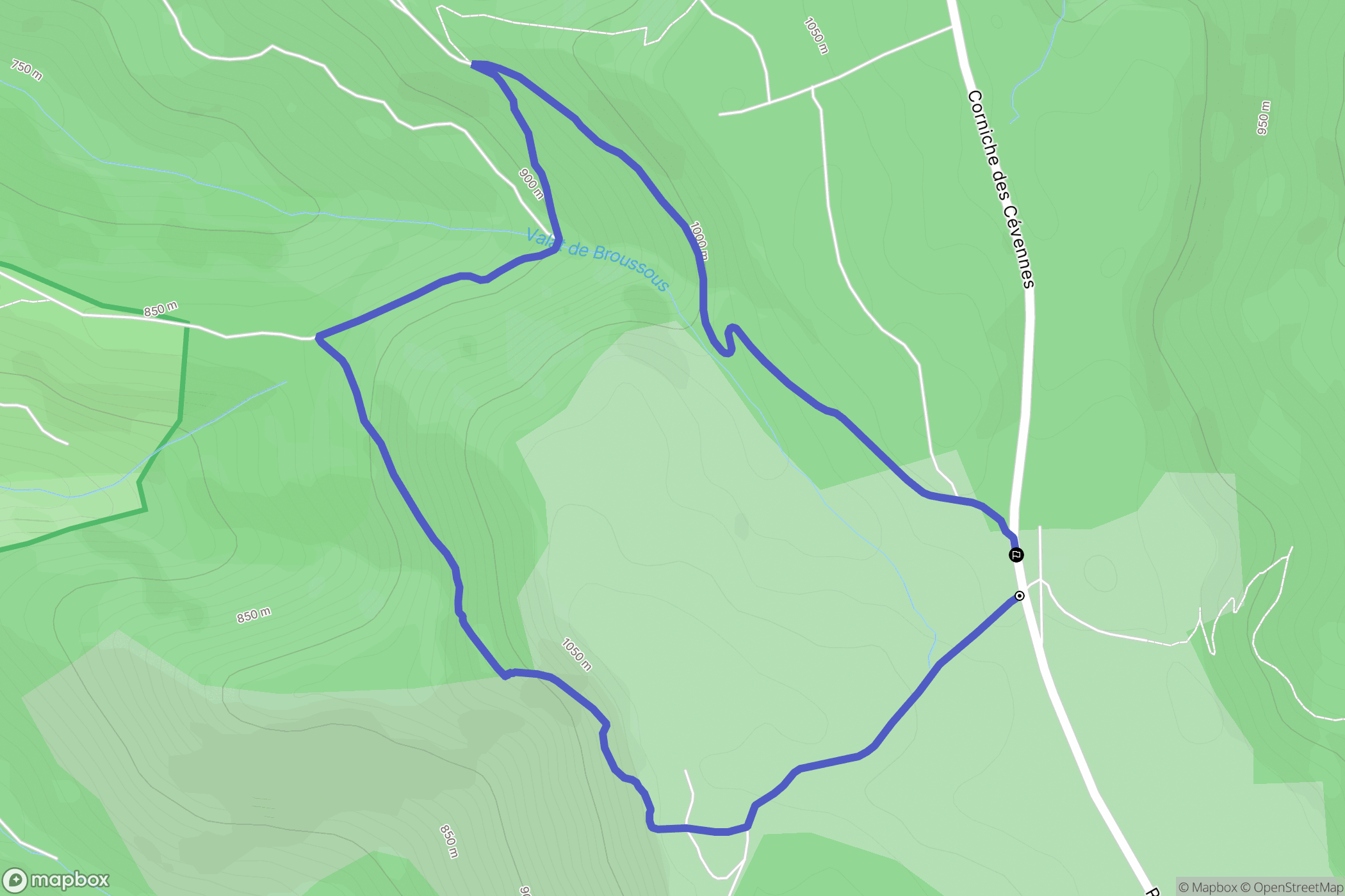 Vebron : carte du parcours de randonnée - France