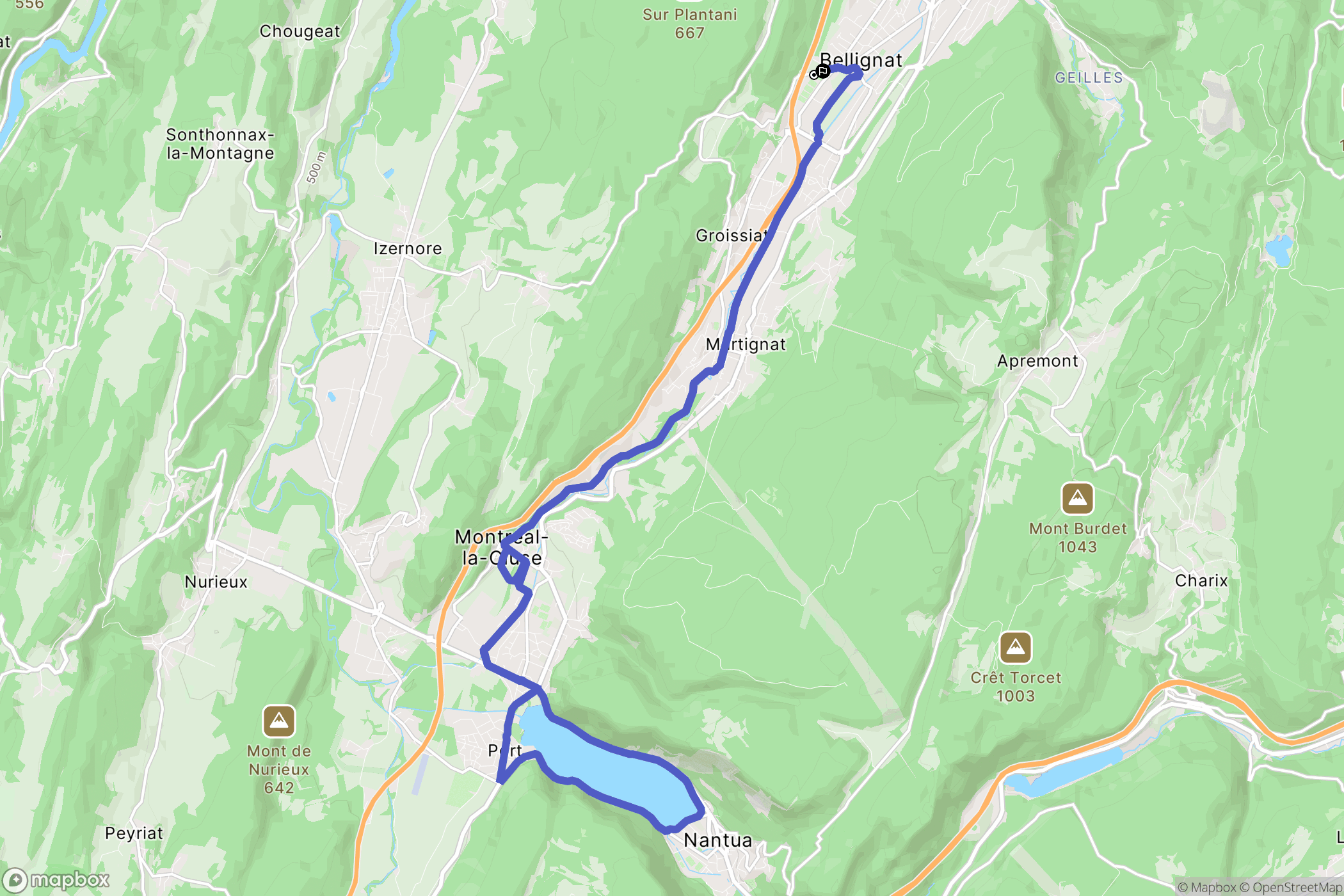 Bellignat : carte du parcours de randonnée - France