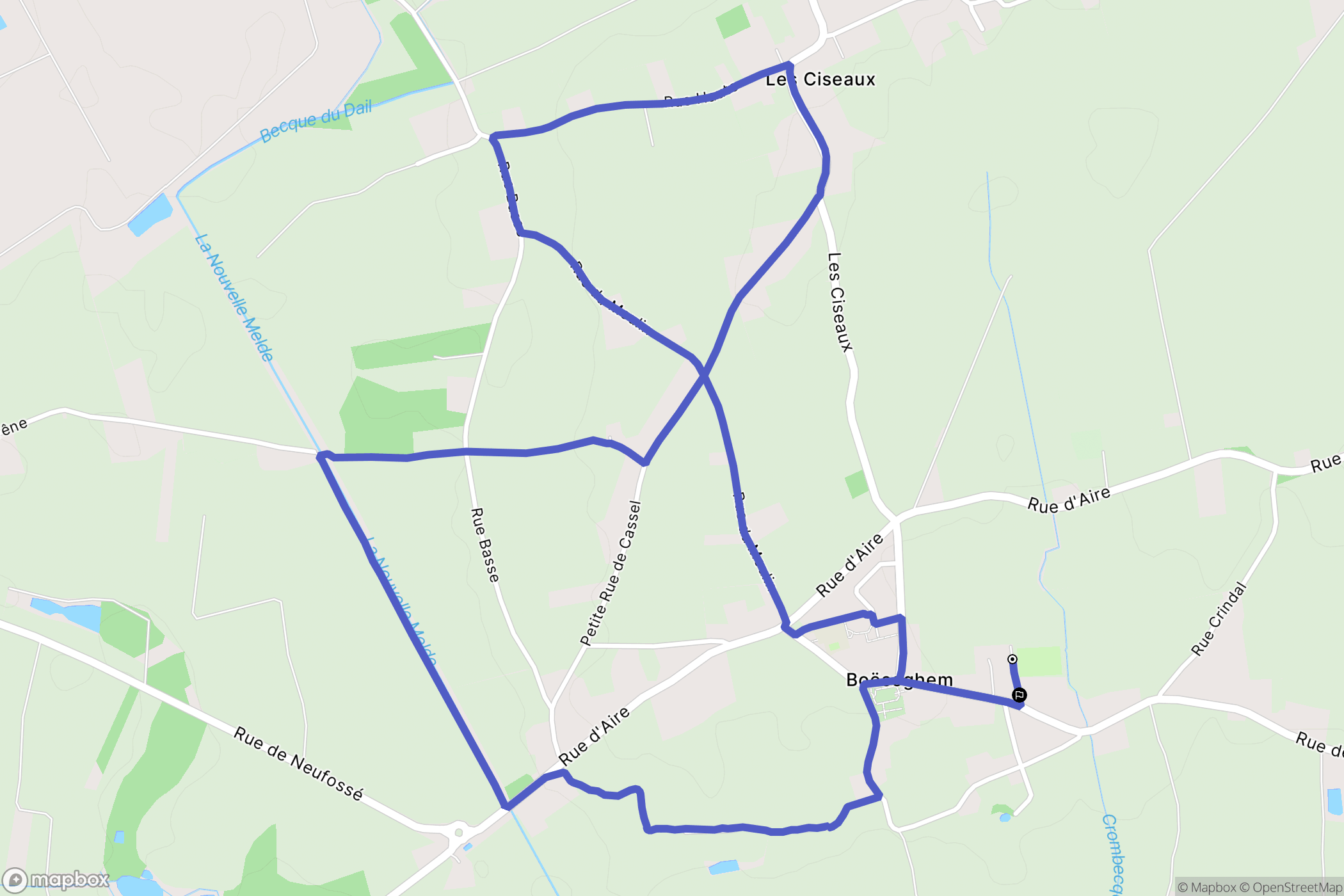 Boëseghem : carte du parcours de randonnée - France