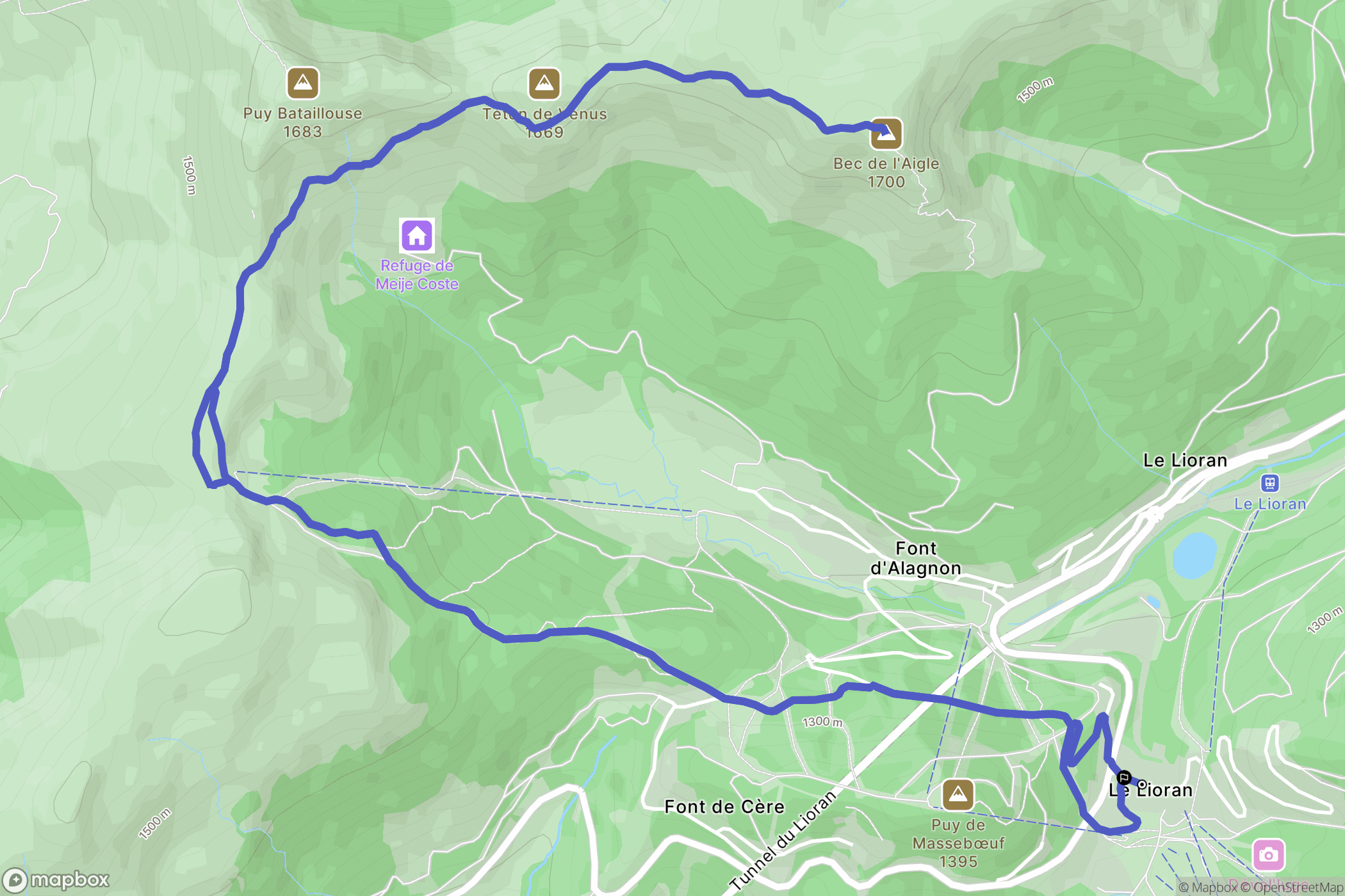 Laveissière : carte du parcours de randonnée - France