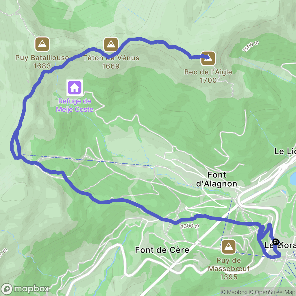 Laveissière : carte du parcours de randonnée - France