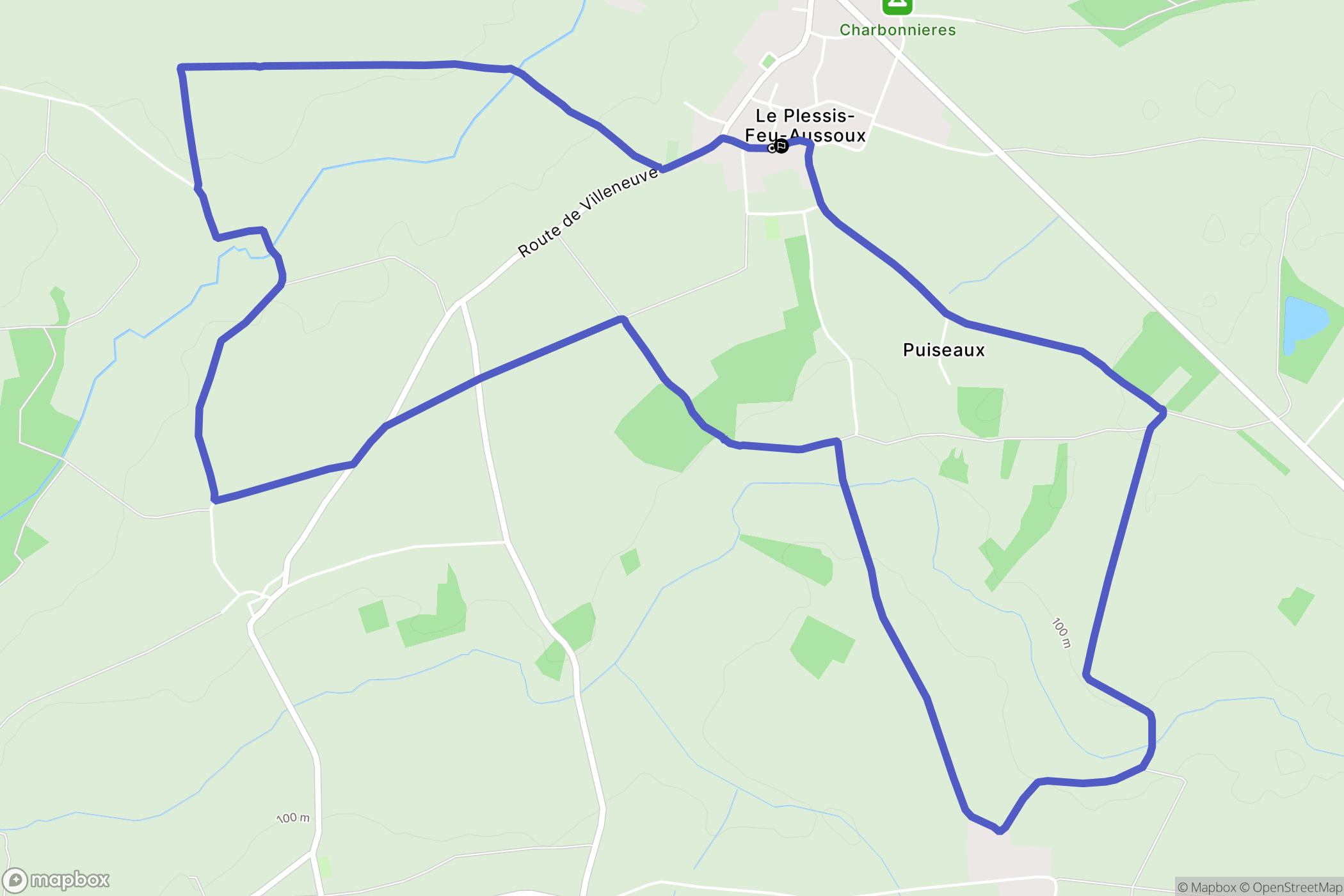 Le Plessis-Feu-Aussoux : carte du parcours de randonnée - France