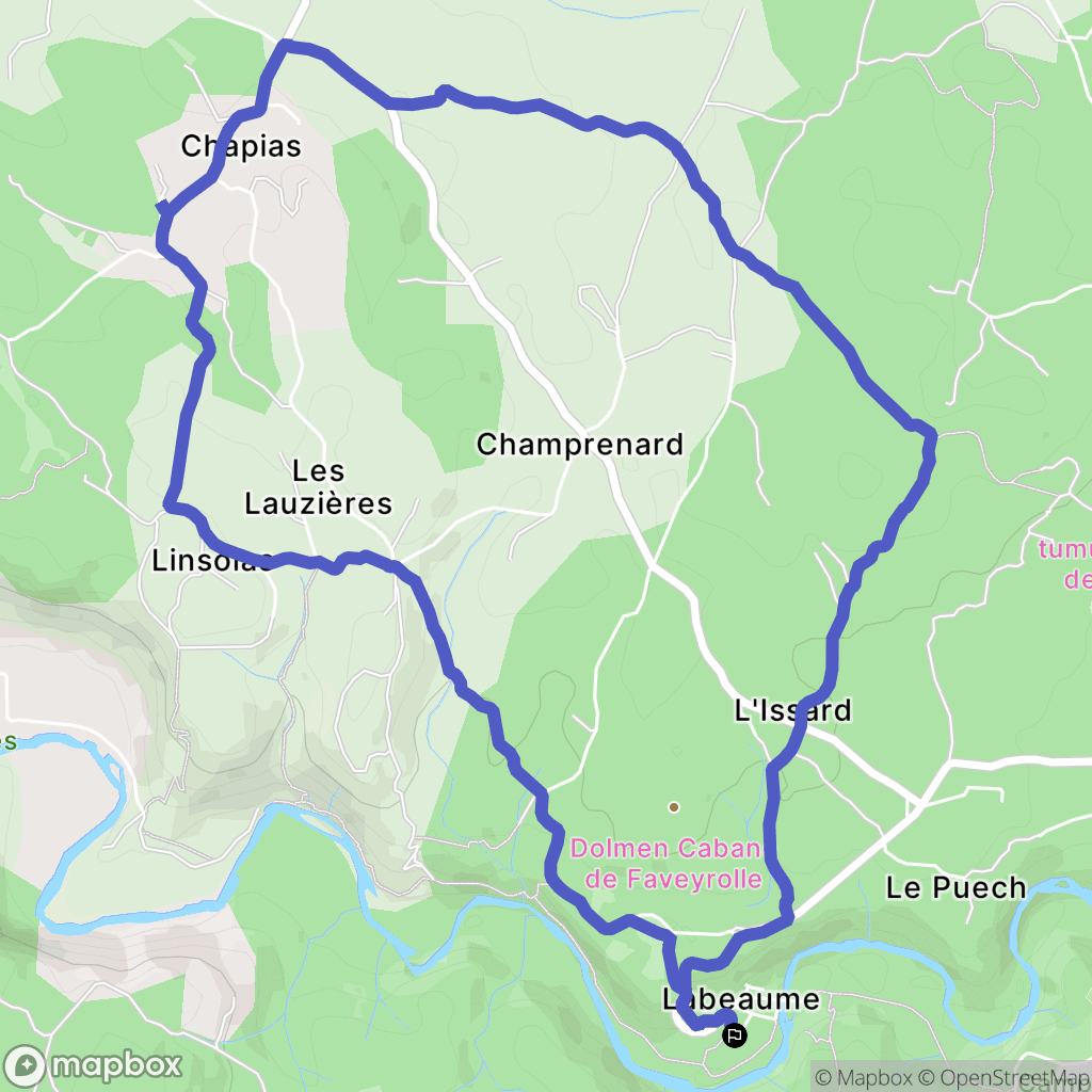 Labeaume : carte du parcours de randonnée - France