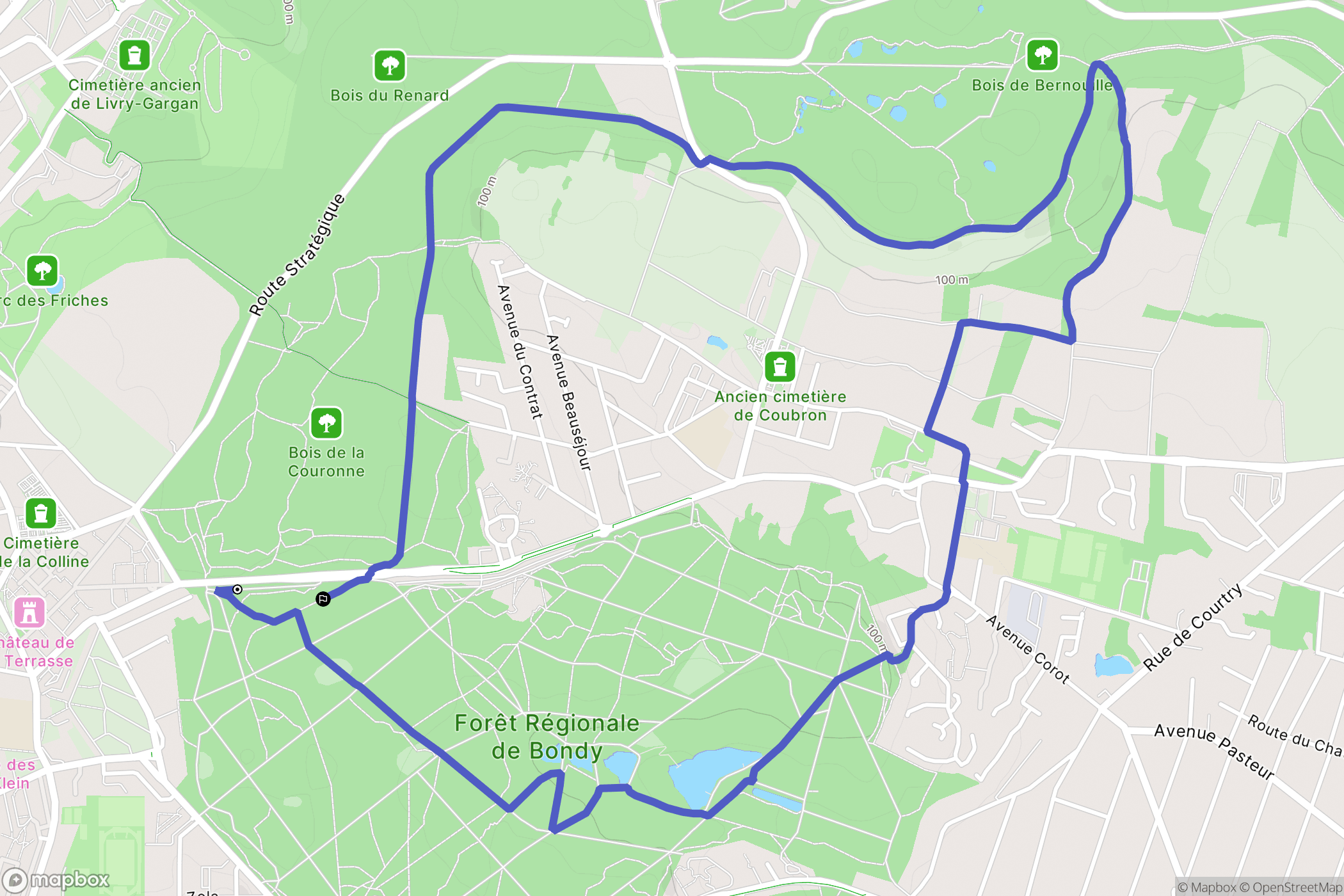 Clichy-sous-Bois : carte du parcours de randonnée - France