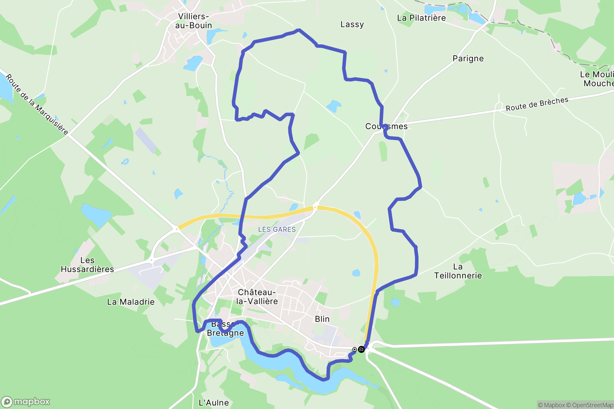 Château-la-Vallière : carte du parcours de randonnée - France