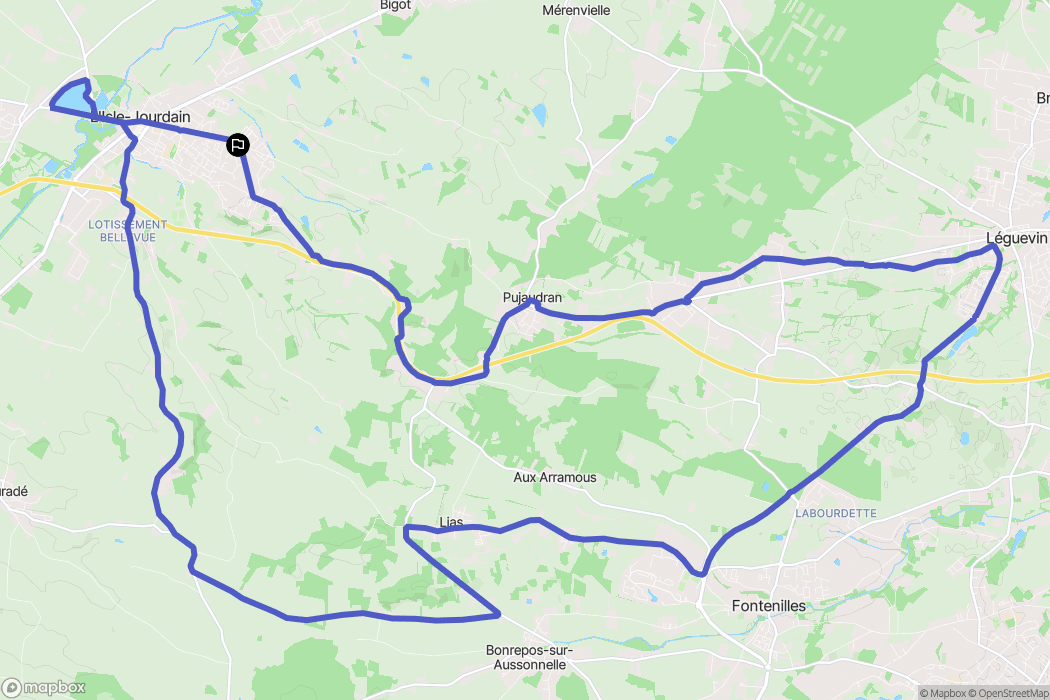 L'Isle-Jourdain : carte du parcours de randonnée - France