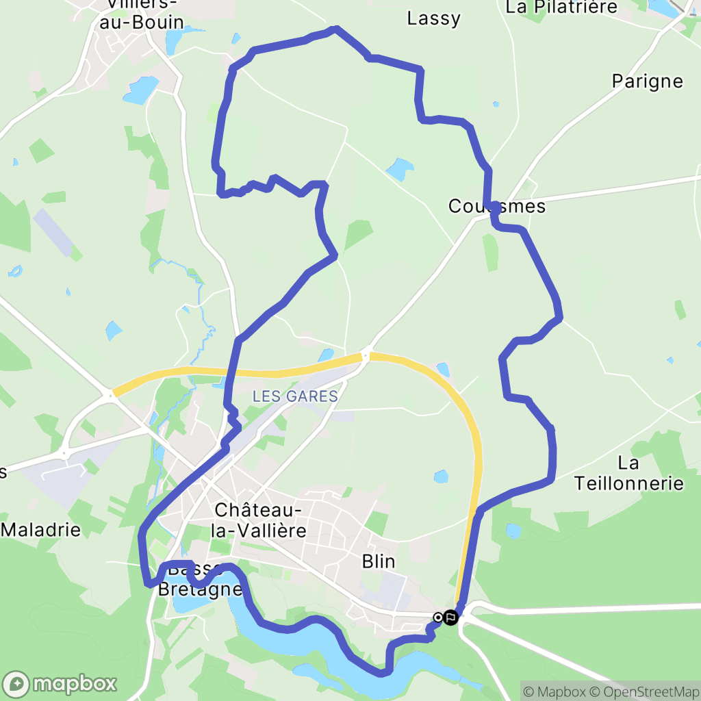 Château-la-Vallière : carte du parcours de randonnée - France