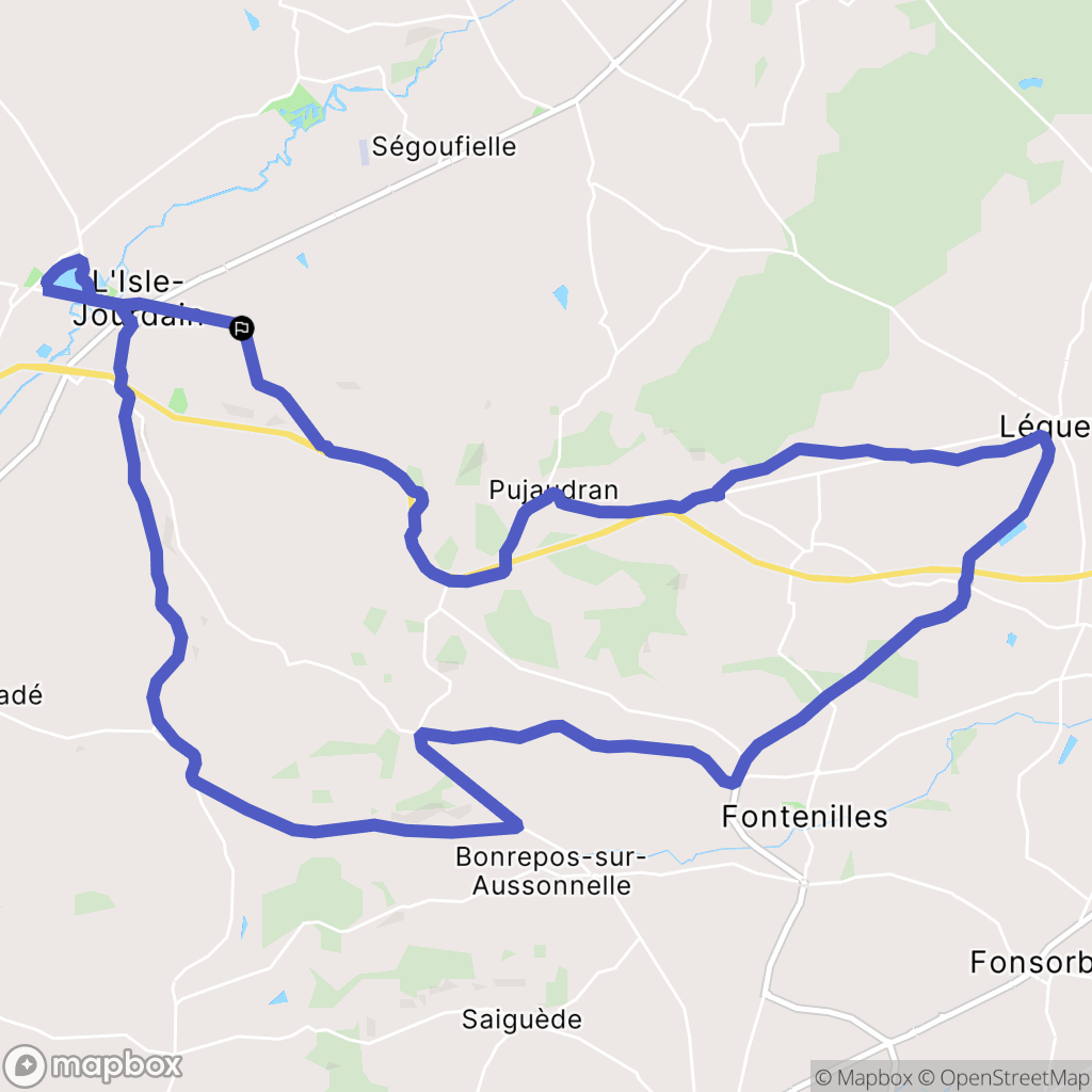 L'Isle-Jourdain : carte du parcours de randonnée - France