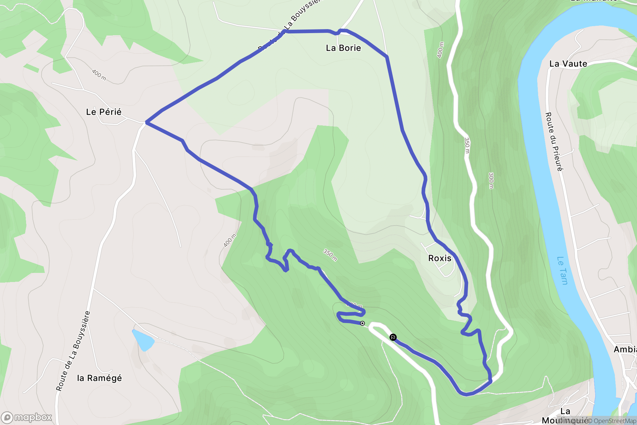 Saint-Cirgue : carte du parcours de randonnée - France