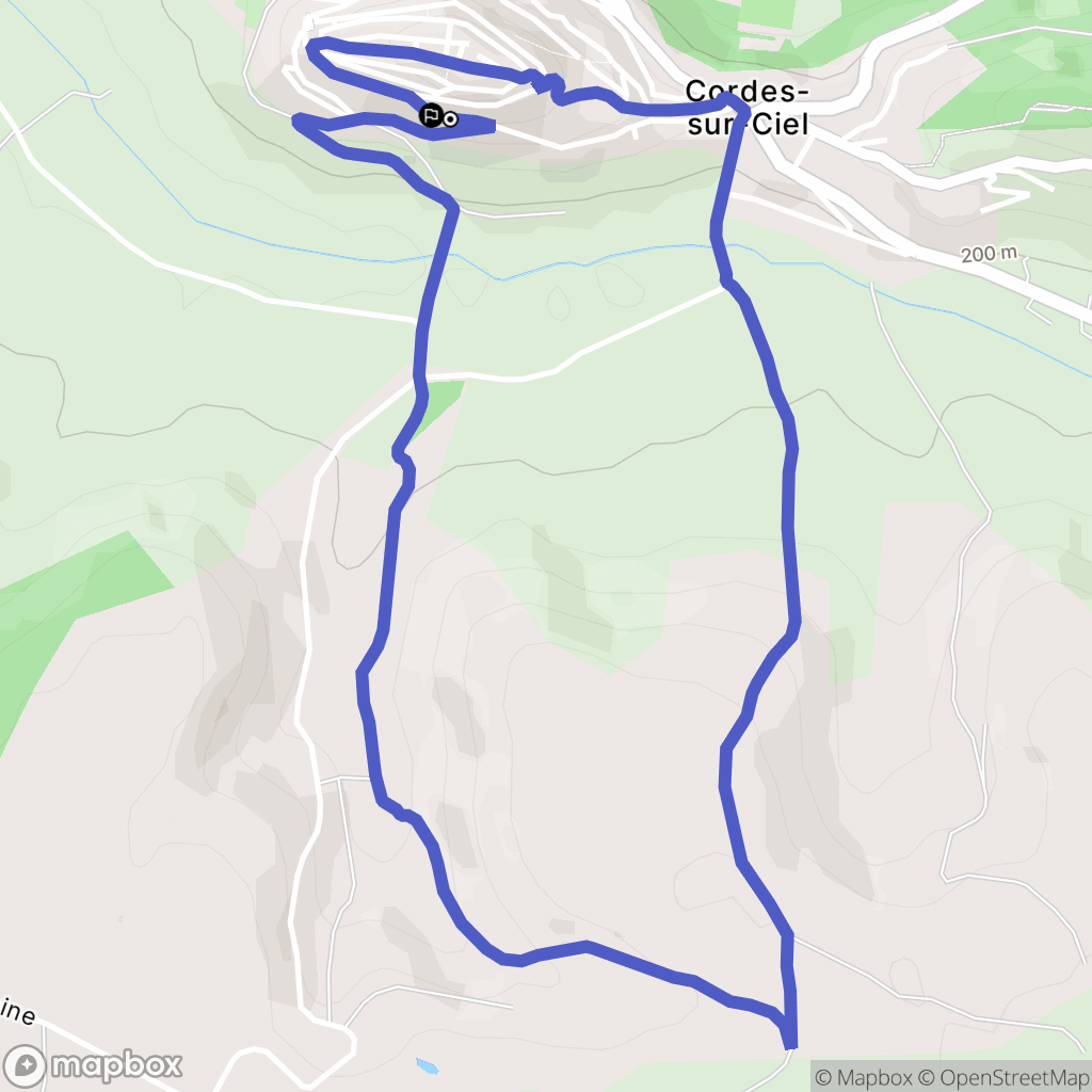 Cordes-sur-Ciel : carte du parcours de randonnée - France