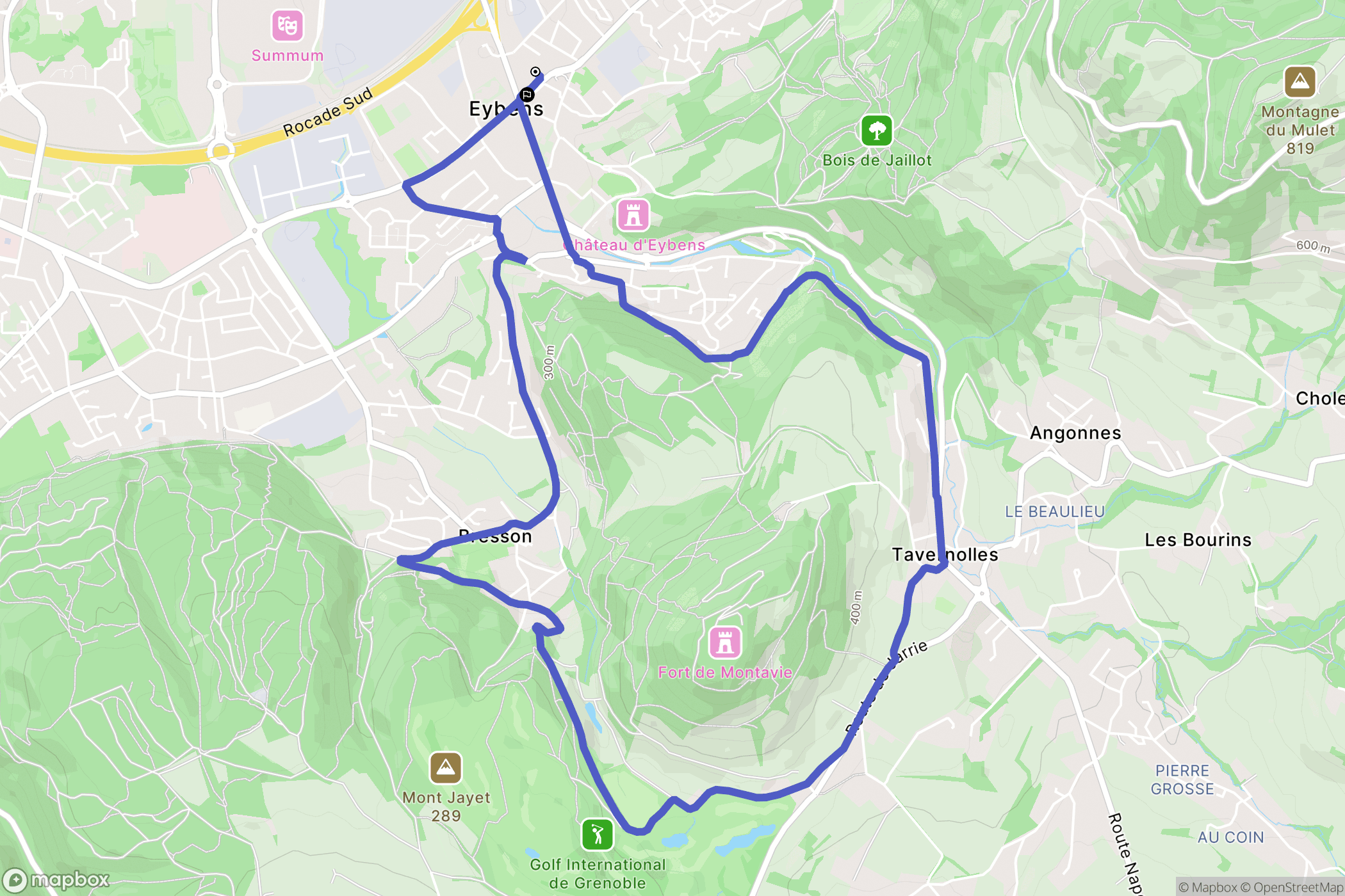 Eybens : carte du parcours de randonnée - France