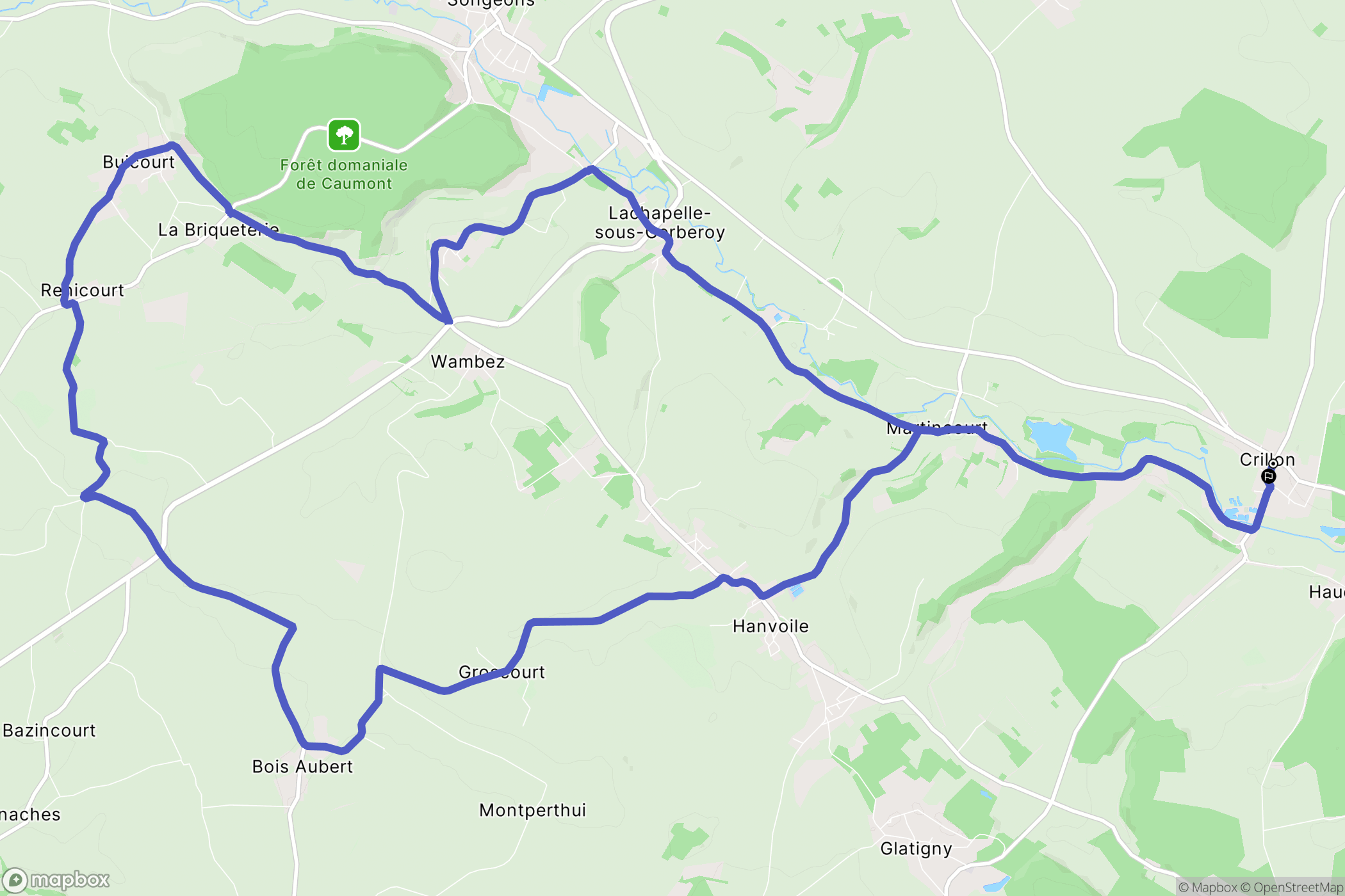 Crillon : carte du parcours de randonnée - France