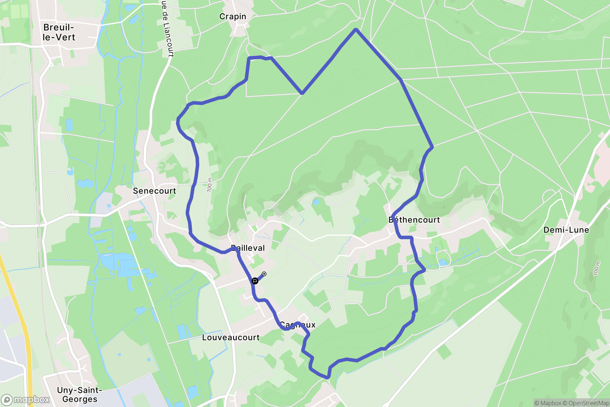 Bailleval : carte du parcours de randonnée - France