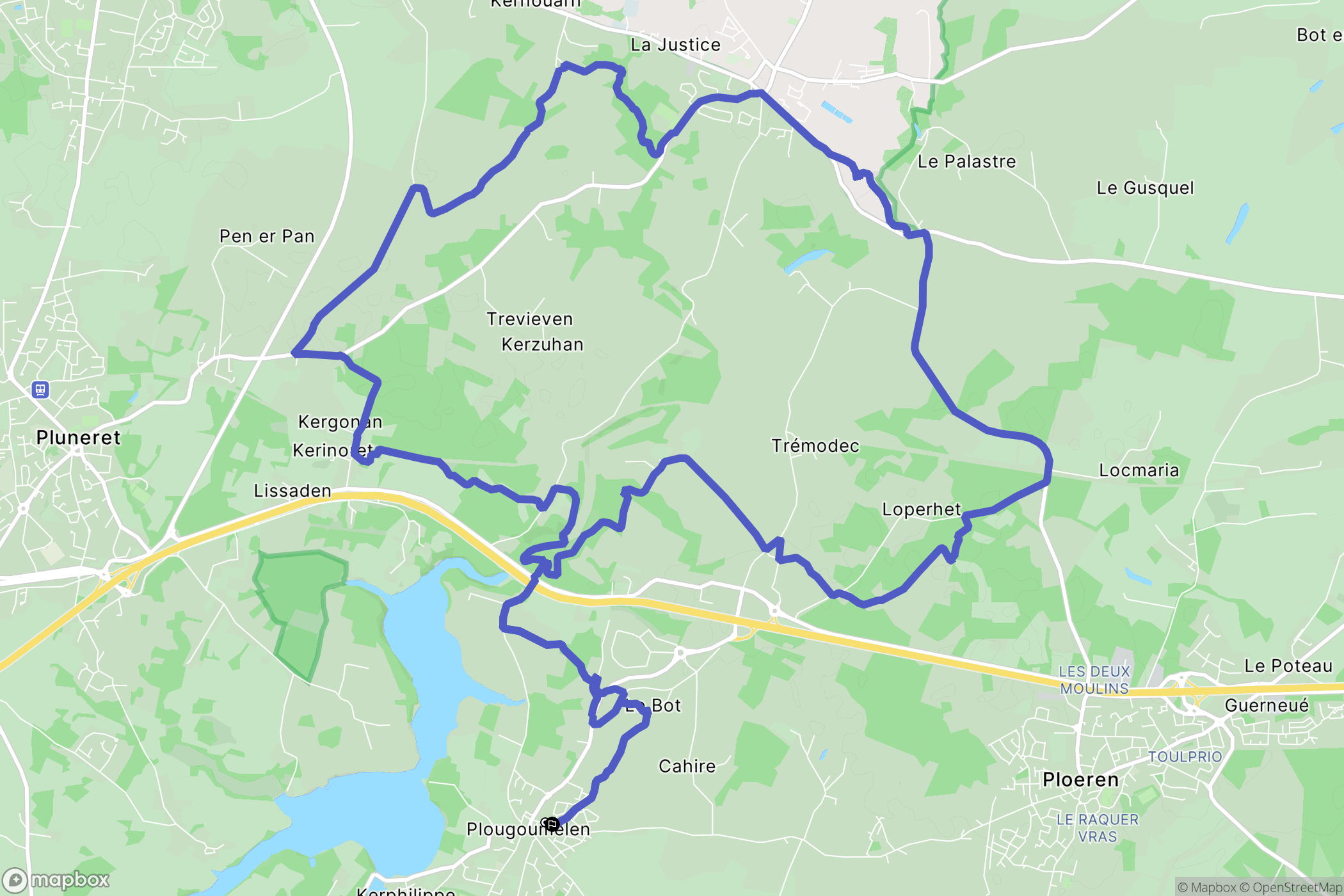 Plougoumelen : carte du parcours de randonnée - France