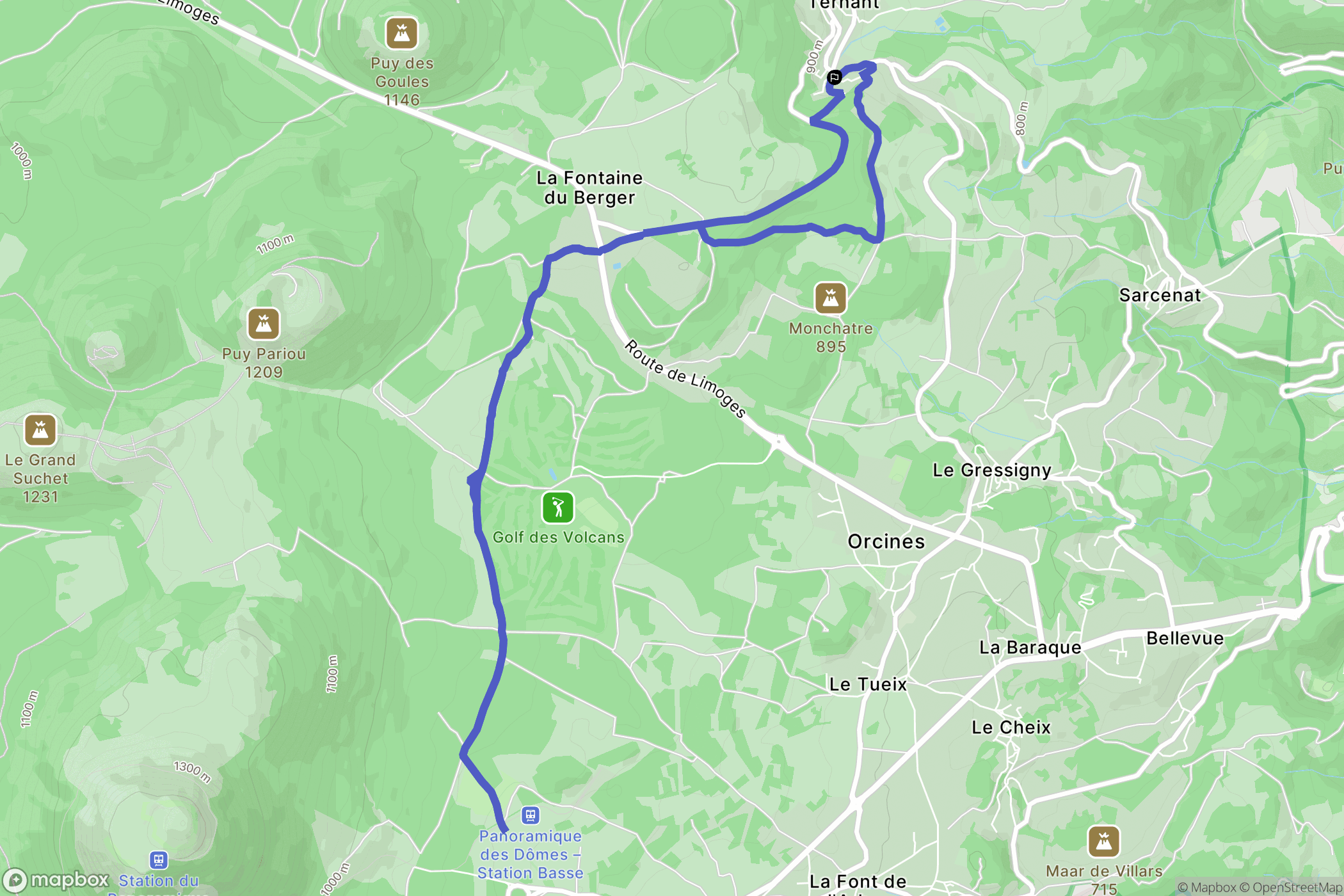 Orcines : carte du parcours de randonnée - France
