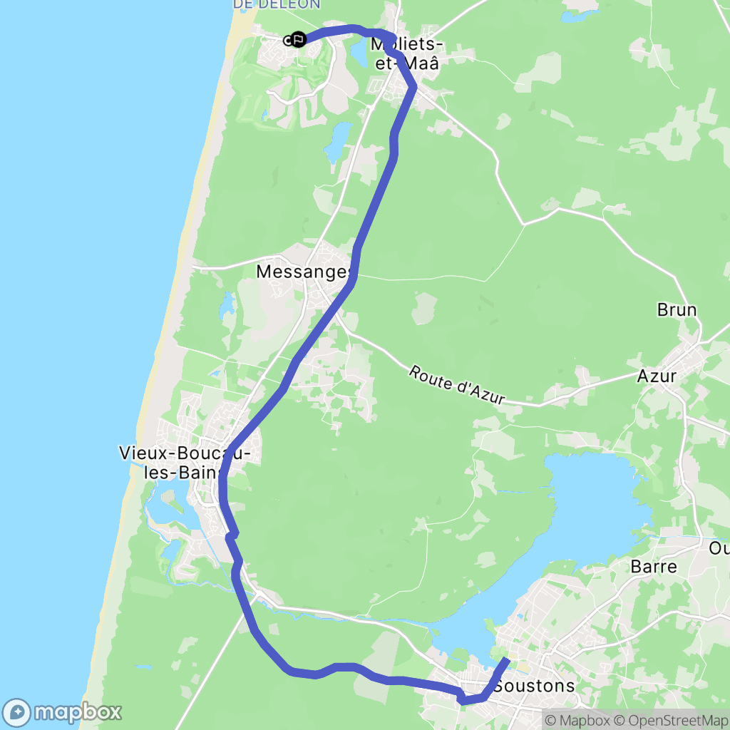 Moliets-et-Maa : carte du parcours de randonnée - France