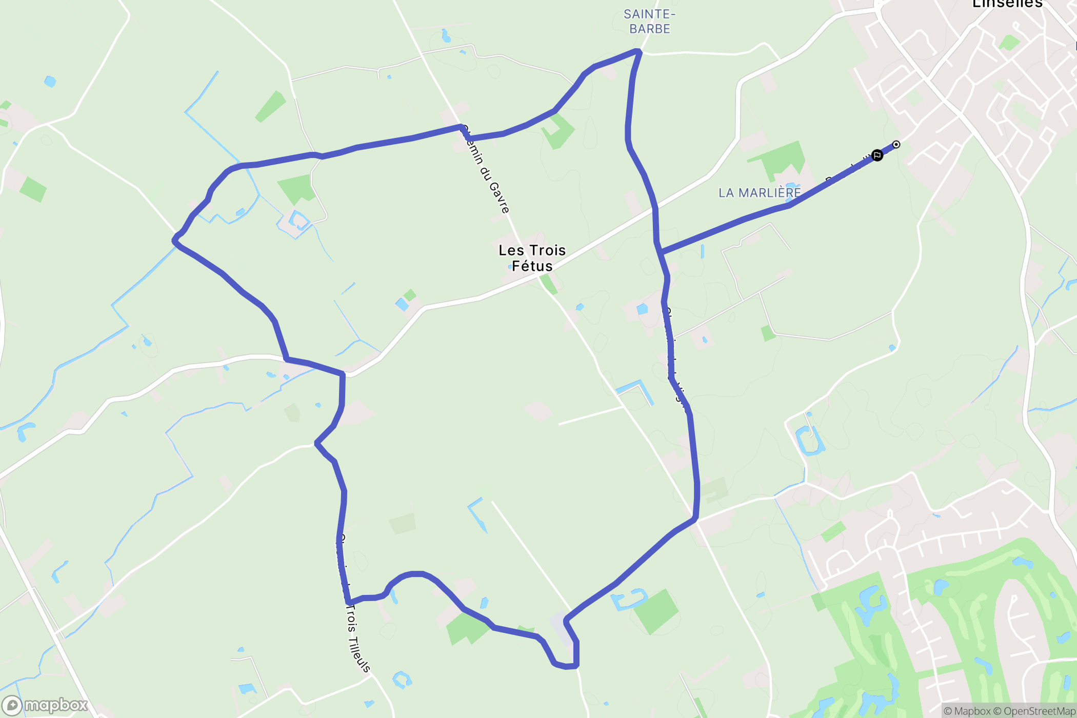 Linselles : carte du parcours de randonnée - France