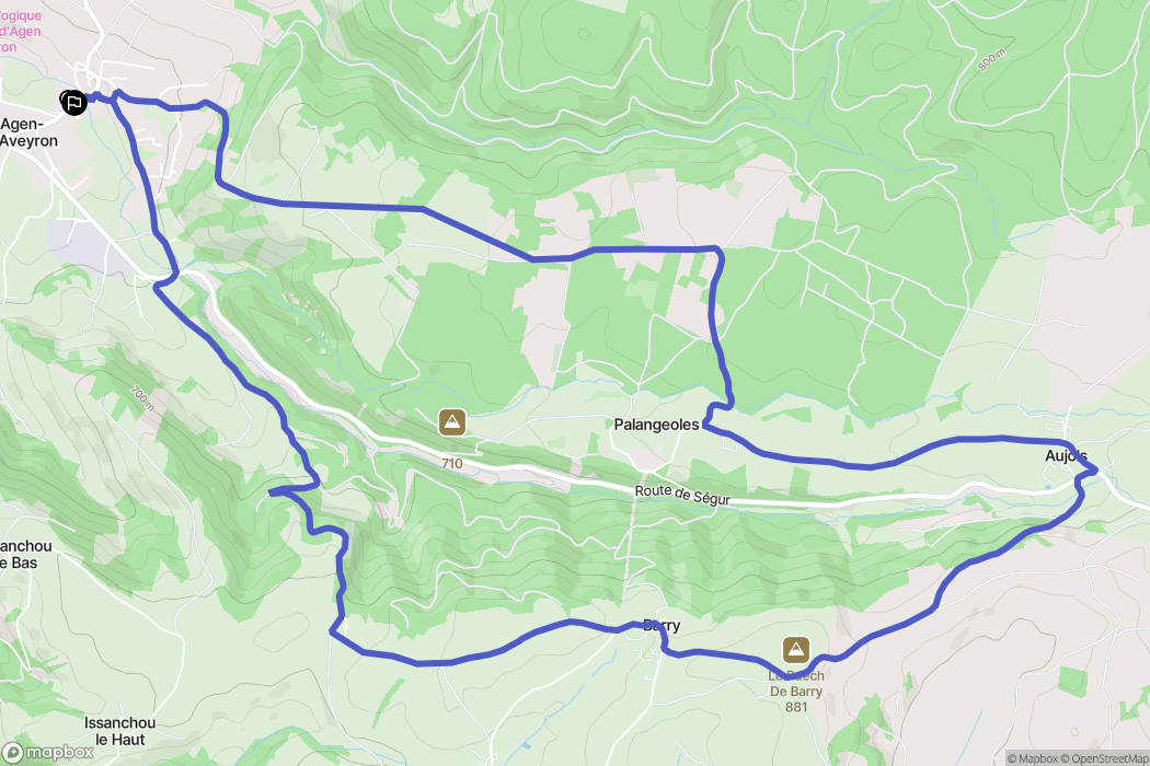 Agen-d'Aveyron : carte du parcours de randonnée - France