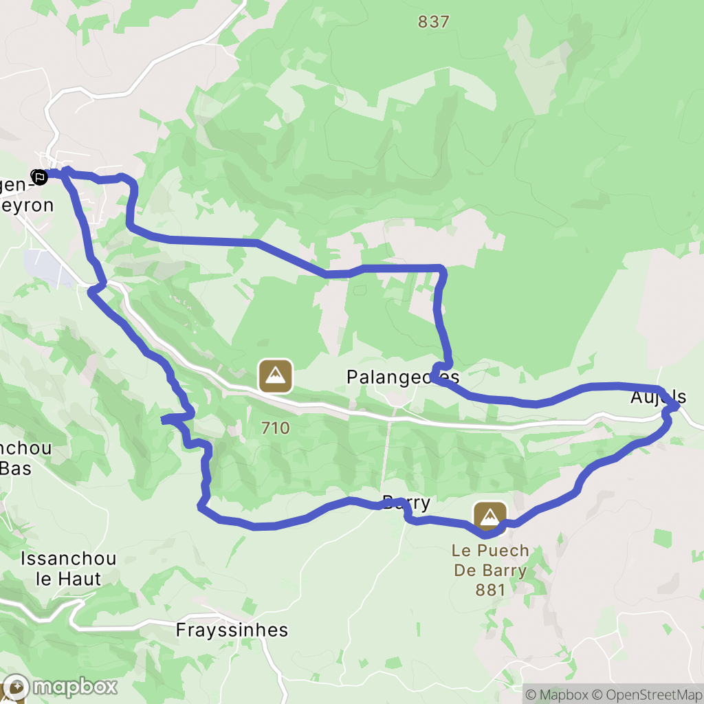 Agen-d'Aveyron : carte du parcours de randonnée - France
