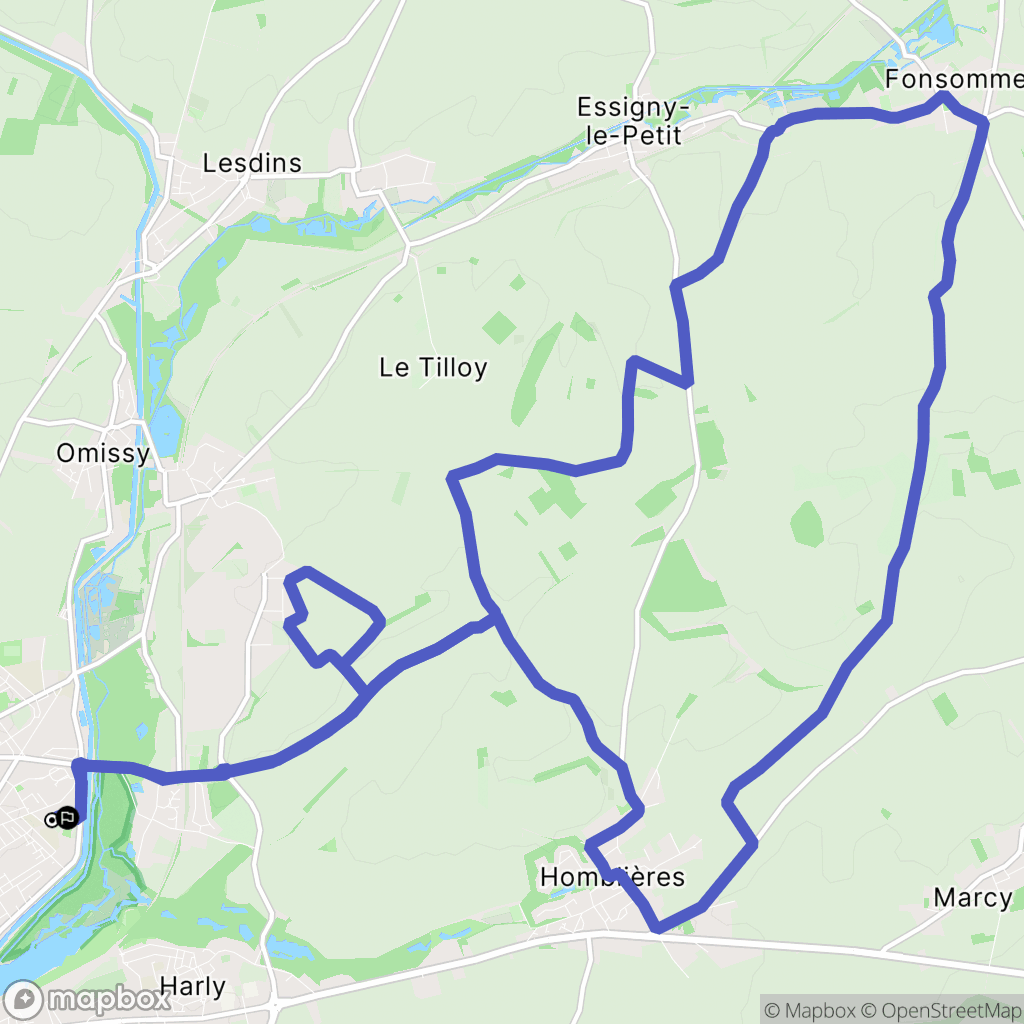 Saint-Quentin : carte du parcours de randonnée - France