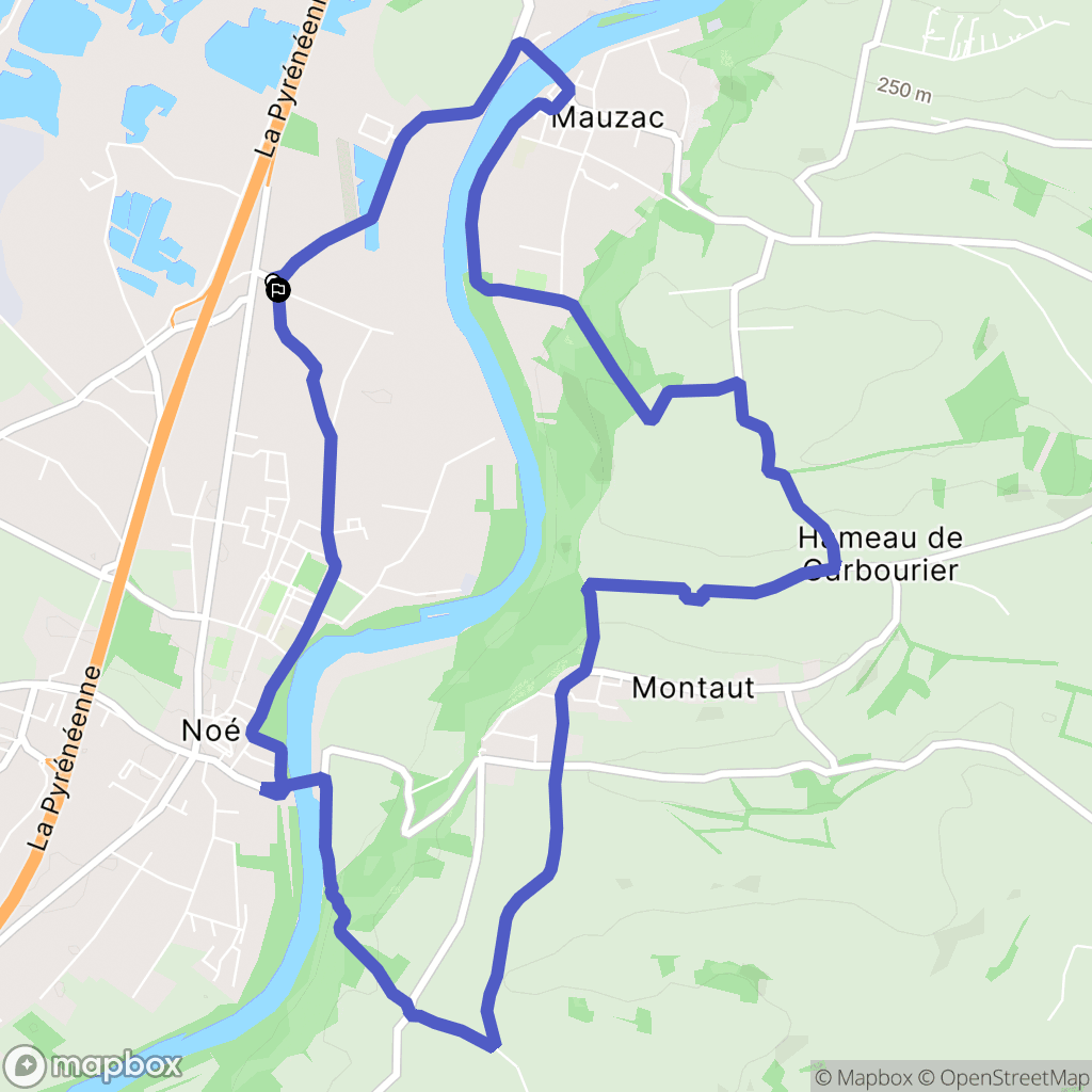 Noe : carte du parcours de randonnée - France