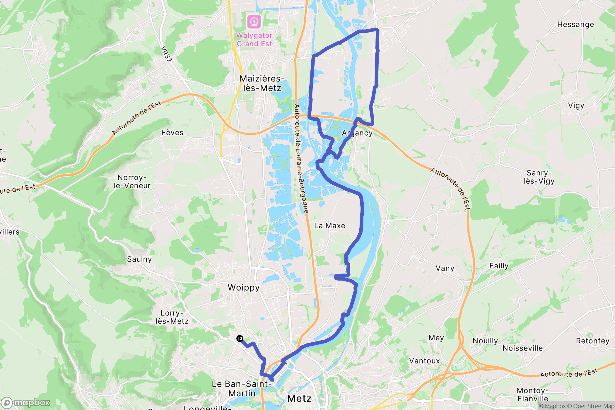 Metz : carte du parcours de randonnée - France