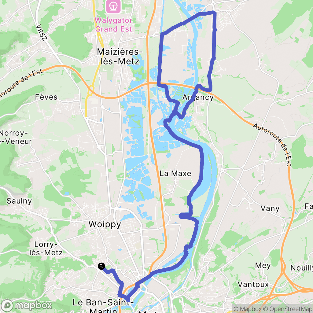 Metz : carte du parcours de randonnée - France