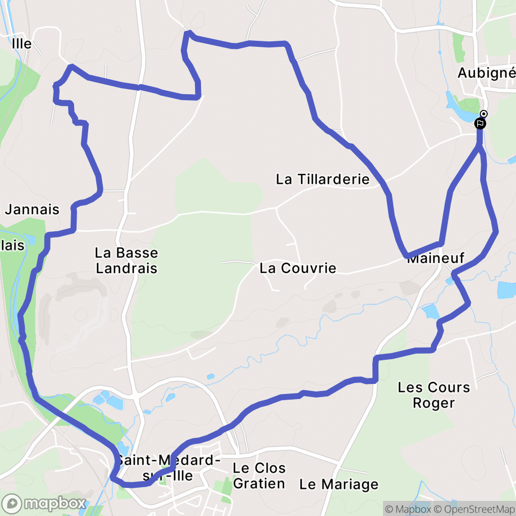 Aubigné : carte du parcours de randonnée - France
