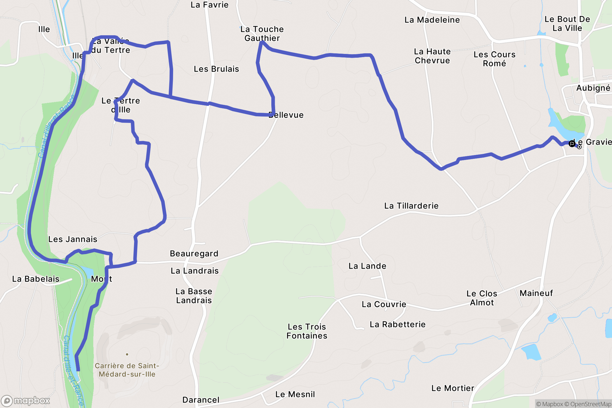 Aubigné : carte du parcours de randonnée - France