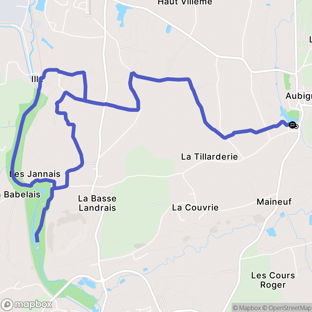 Aubigné : carte du parcours de randonnée - France