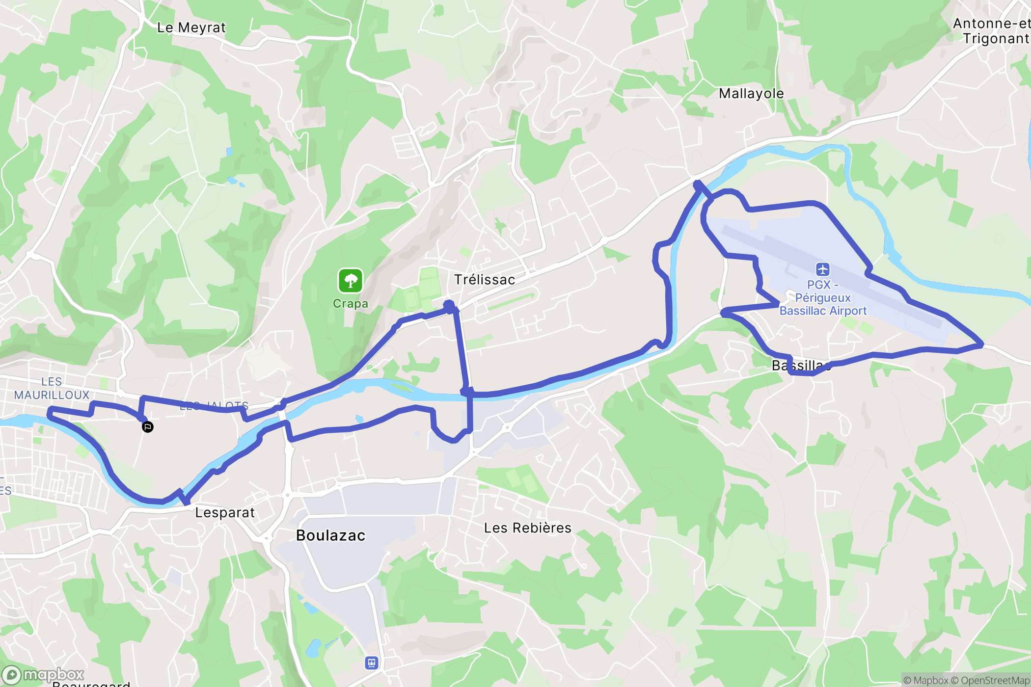 Trélissac : carte du parcours de randonnée - France