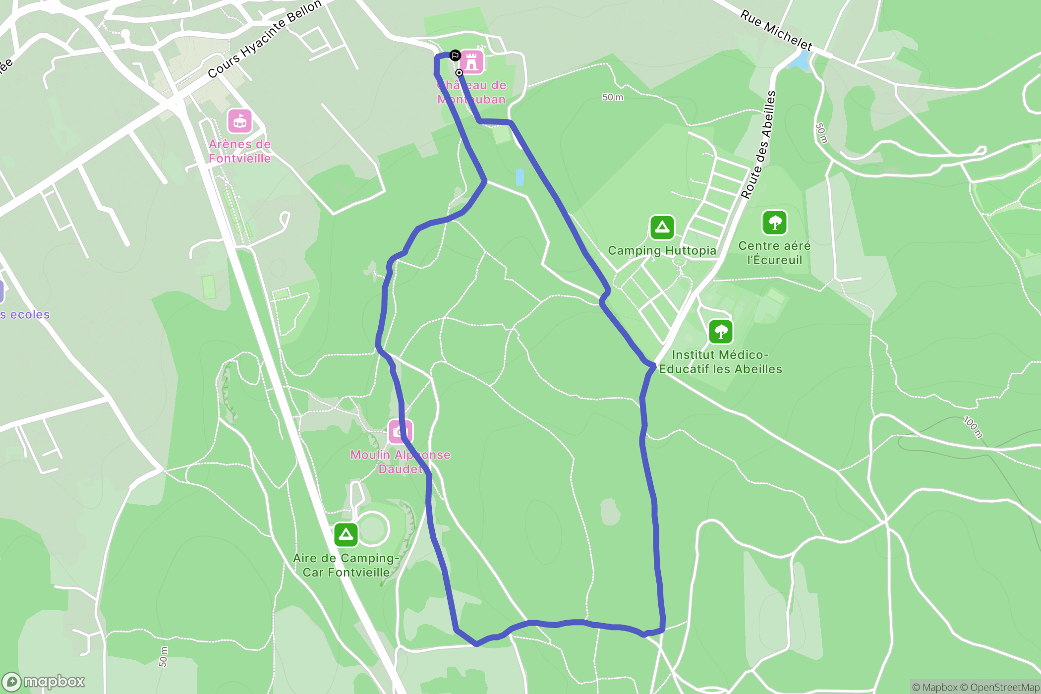 Fontvieille : carte du parcours de randonnée - France