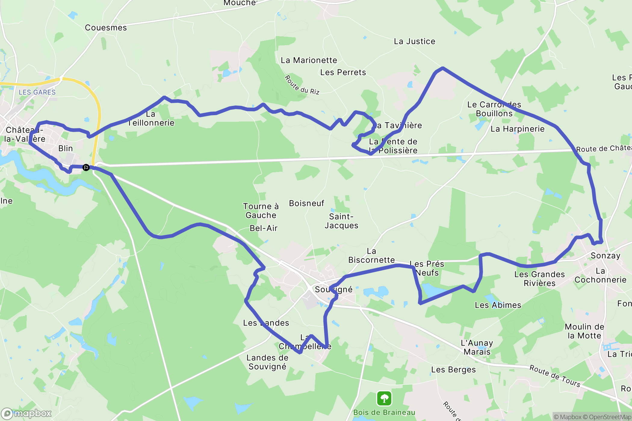 Château-la-Vallière : carte du parcours de randonnée - France