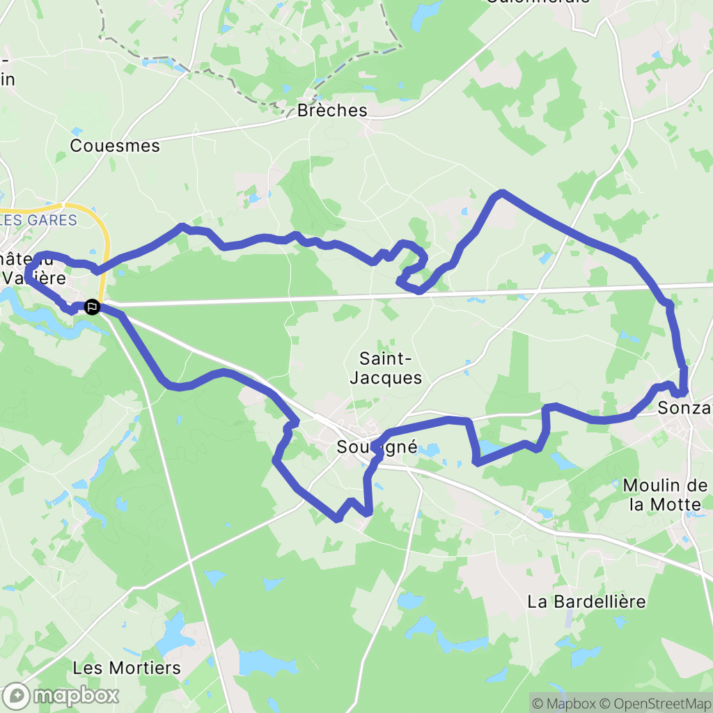 Château-la-Vallière : carte du parcours de randonnée - France