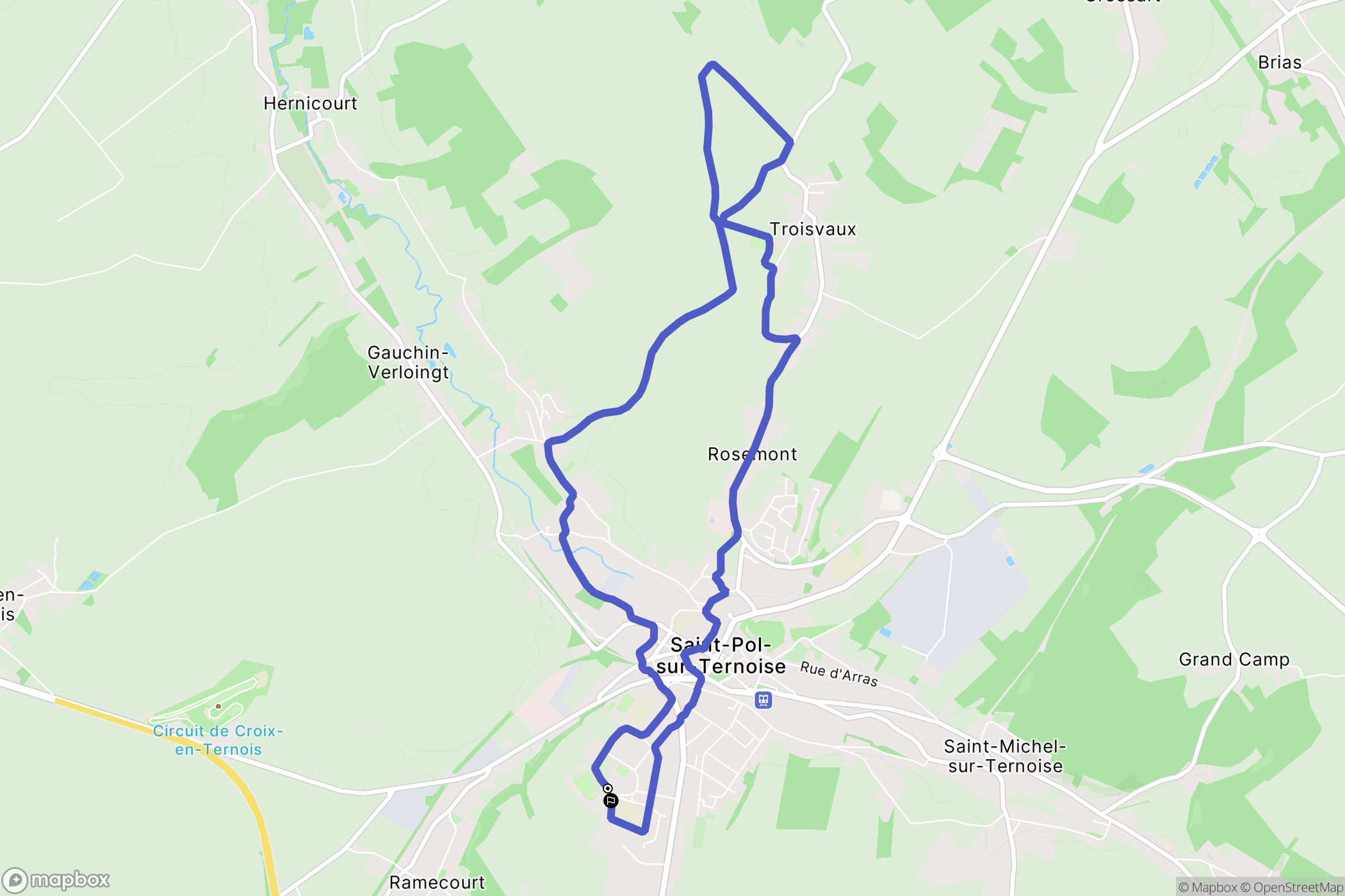 Saint-Pol-sur-Ternoise : carte du parcours de randonnée - France