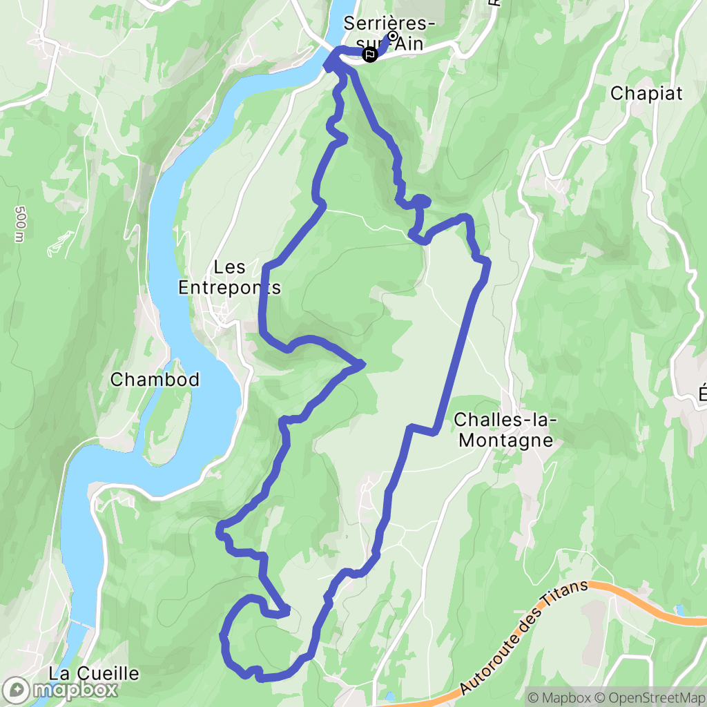 Serrières-sur-Ain : carte du parcours de randonnée - France