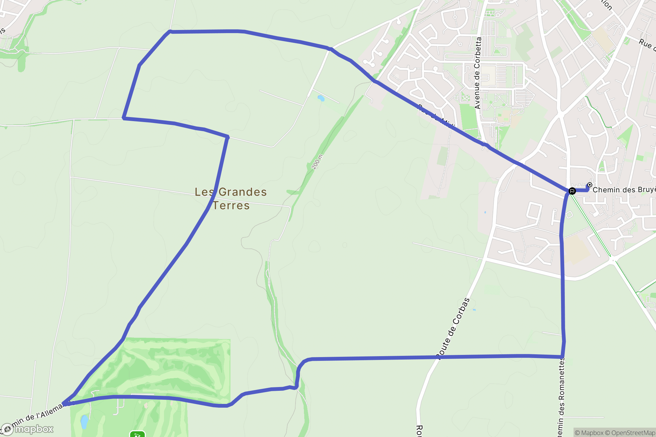 Corbas : carte du parcours de randonnée - France