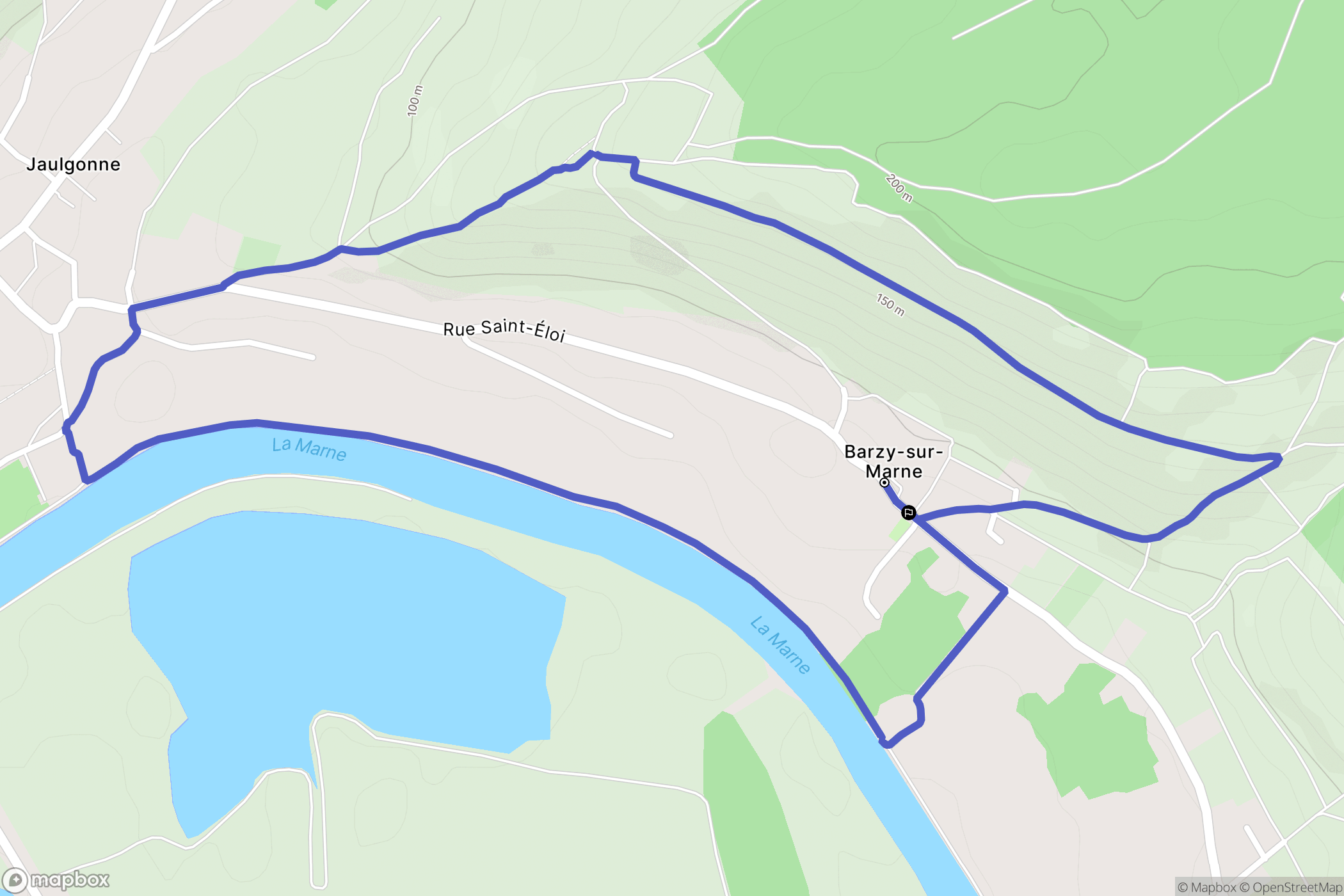Barzy-sur-Marne : carte du parcours de randonnée - France