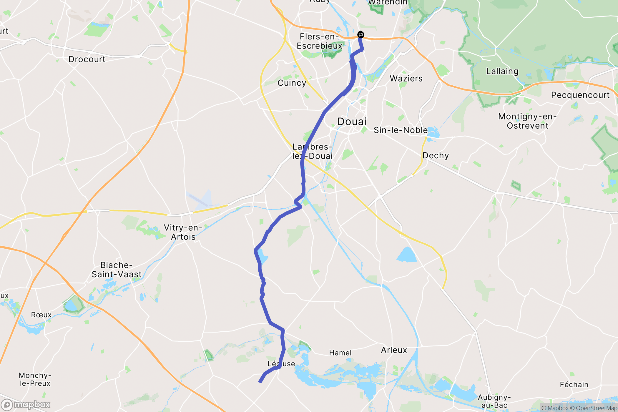 Flers-en-Escrebieux : carte du parcours de randonnée - France