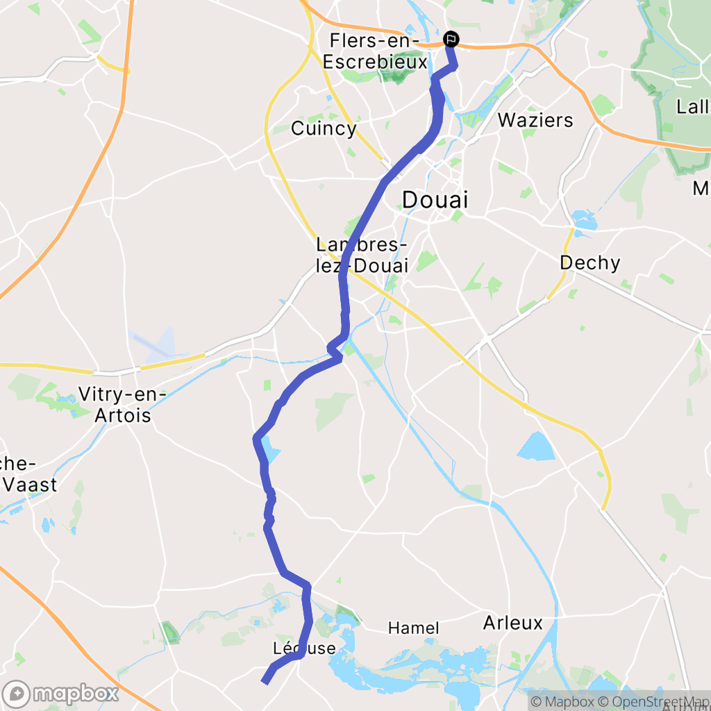 Flers-en-Escrebieux : carte du parcours de randonnée - France